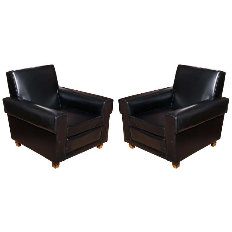 French 1940s Pair of Oversized Club Chairs by Erton