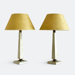 French 1940s Pair of Parchment Table Lamps, Andre Arbus attributed