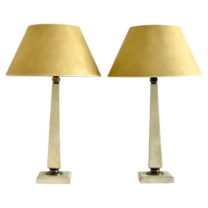 Paar Pergament-Tischlampen aus den 1940er Jahren im Stil von Andre Arbus, Paar