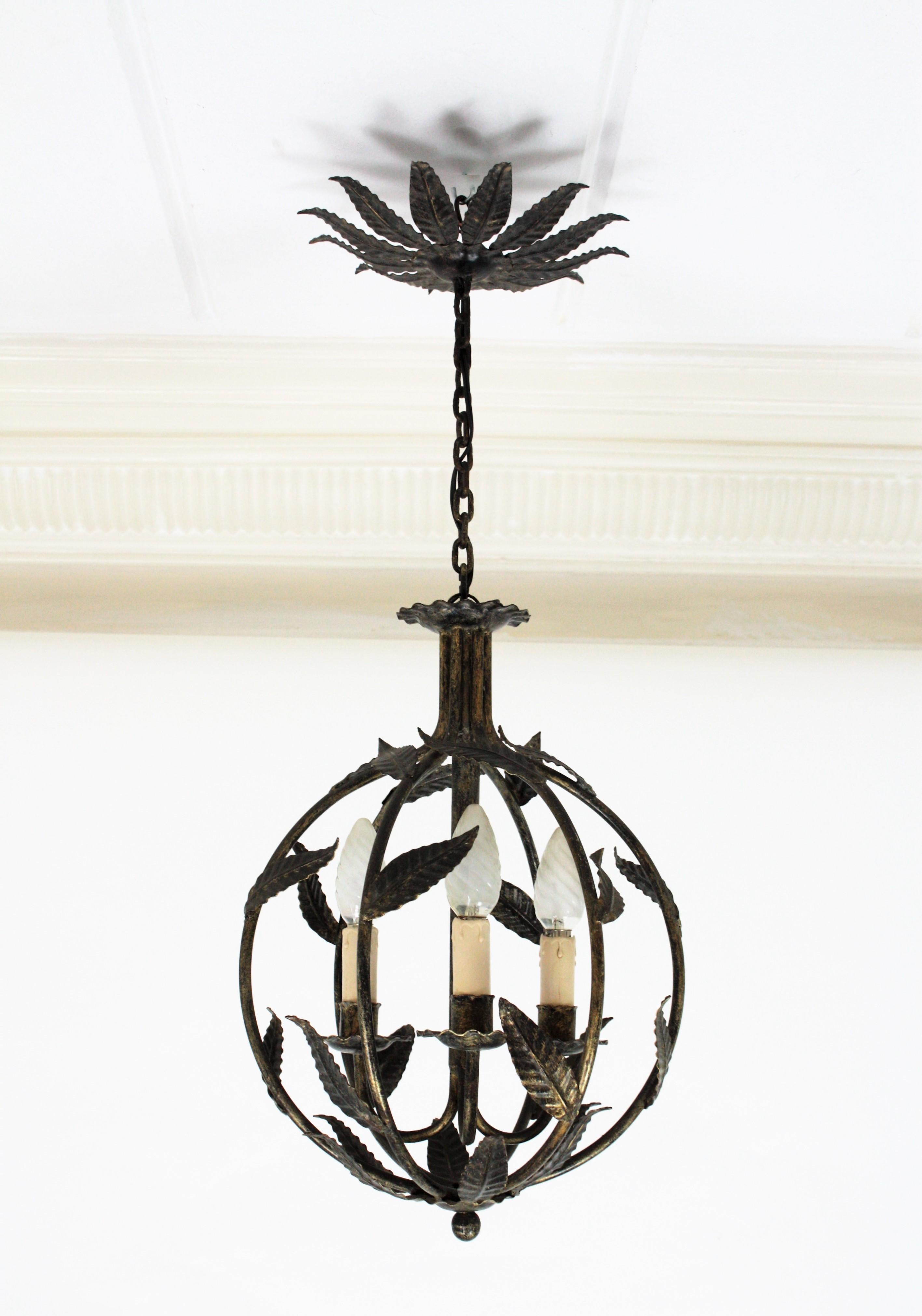 iron globe chandelier
