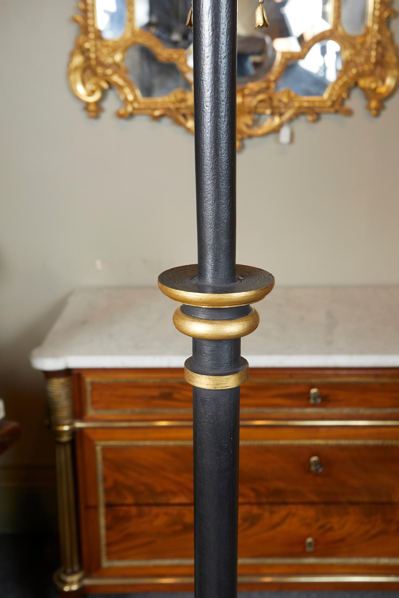 Art Deco French 1940s Patinated Iron and Gilt Floor Lamp
