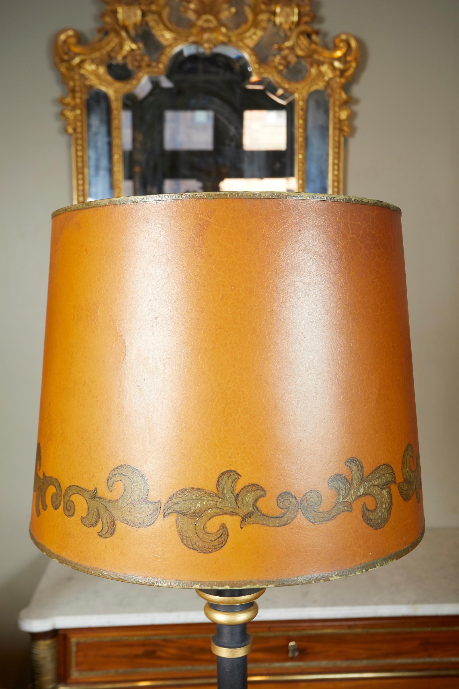 French 1940s Patinated Iron and Gilt Floor Lamp 2
