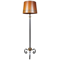 French 1940s Patinated Iron and Gilt Floor Lamp