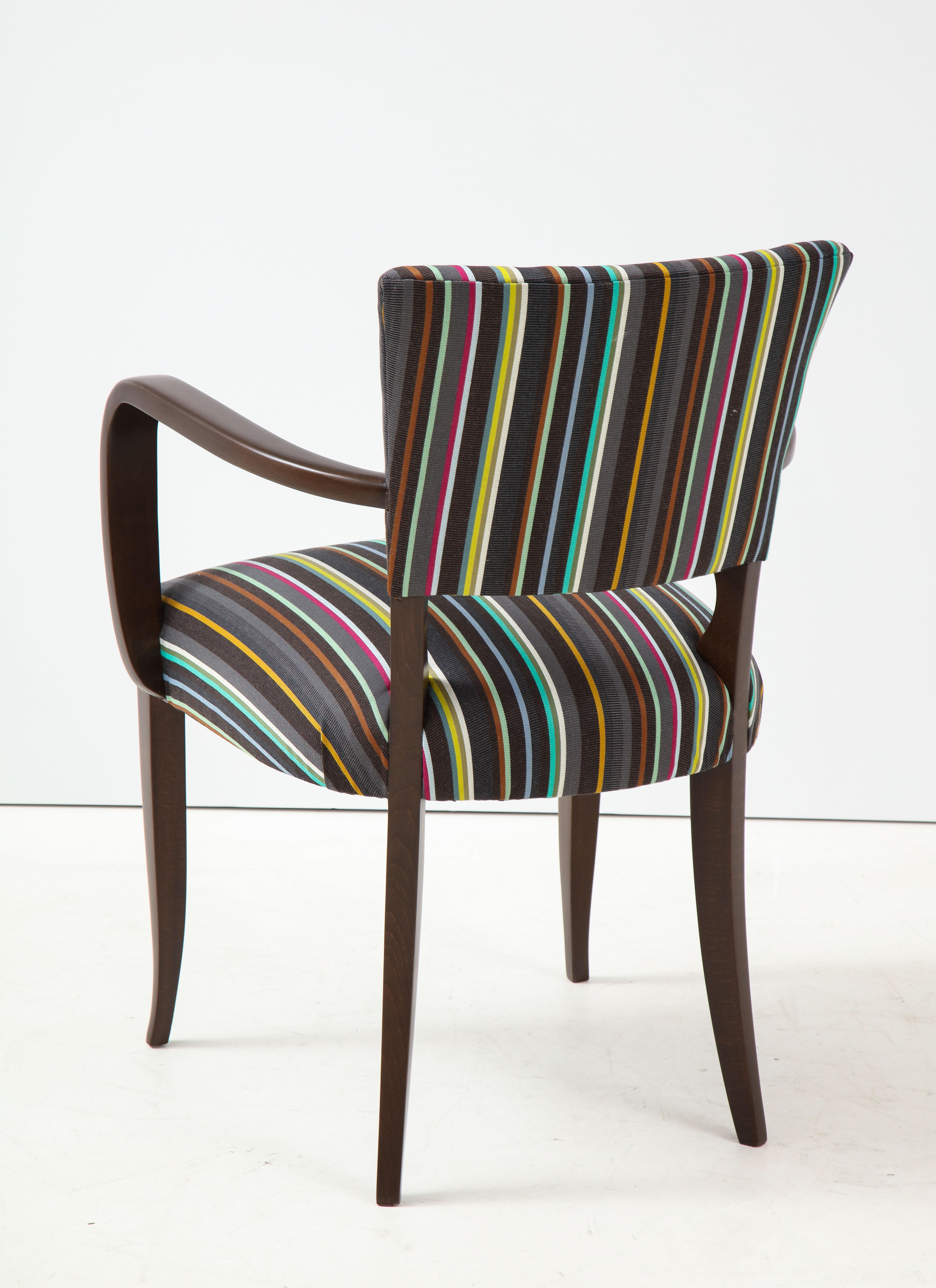 Art Deco French 1940s, Paul Smith Striped Armchairs