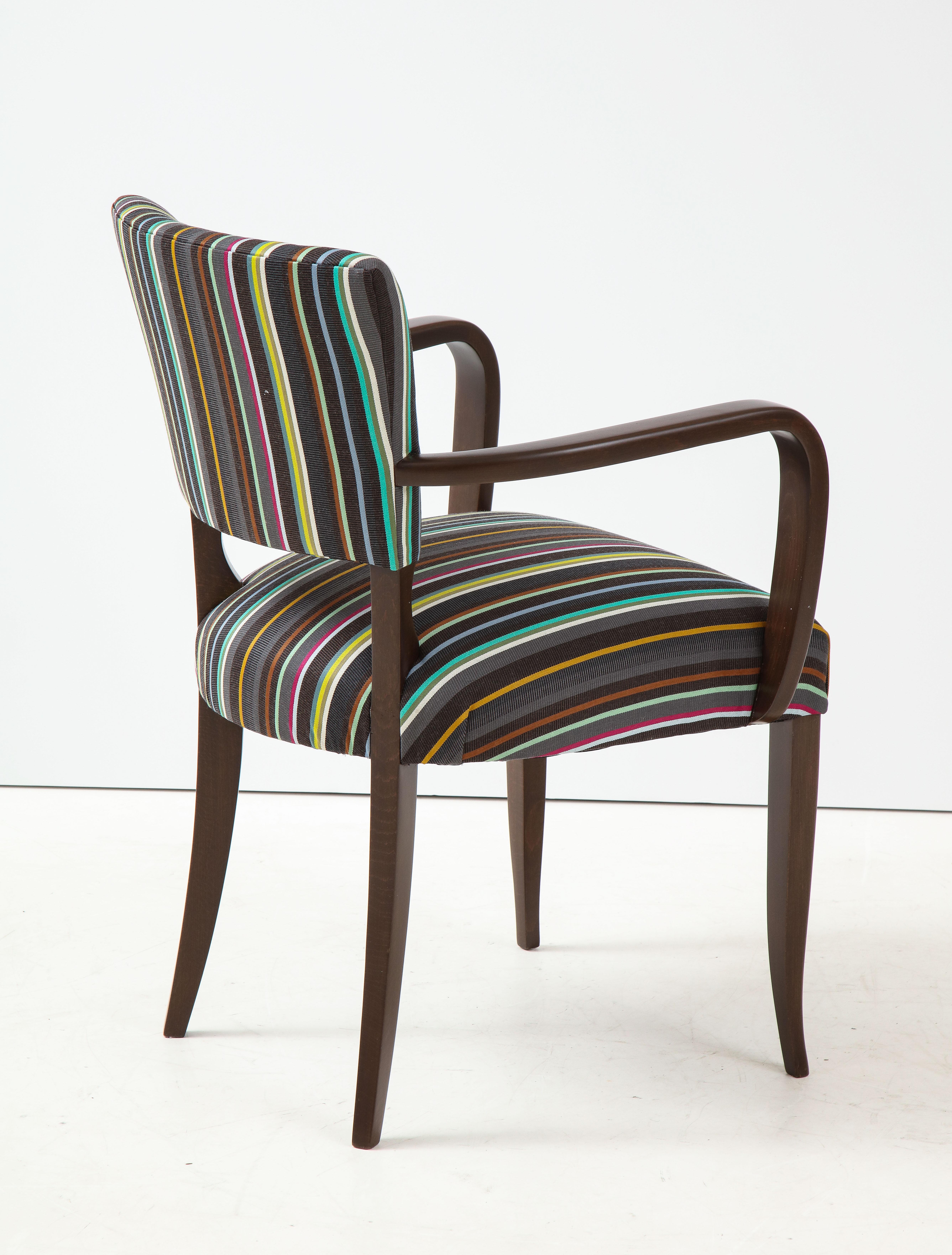 Stained French 1940s, Paul Smith Striped Armchairs