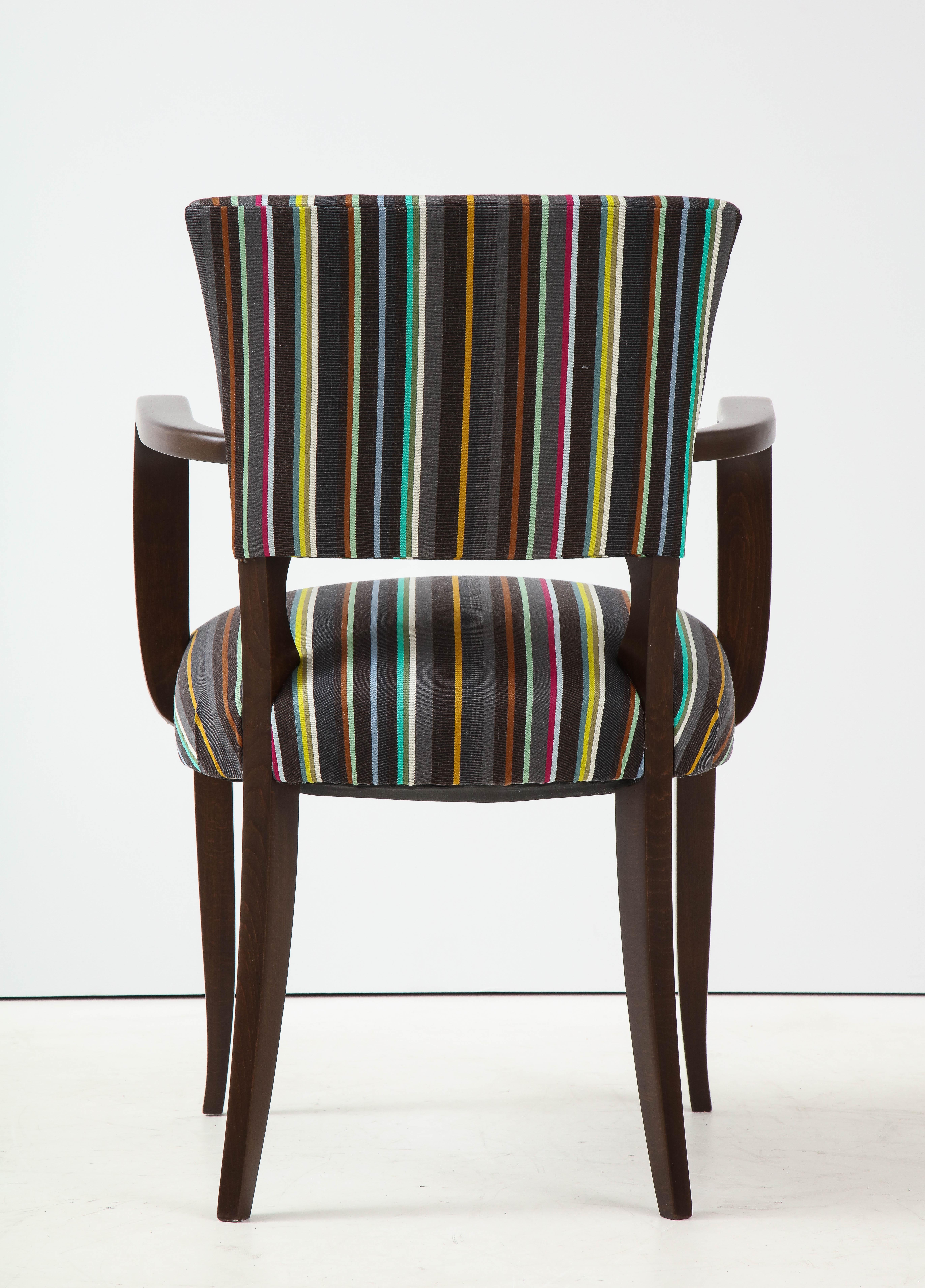 French 1940s, Paul Smith Striped Armchairs In Excellent Condition In New York, NY