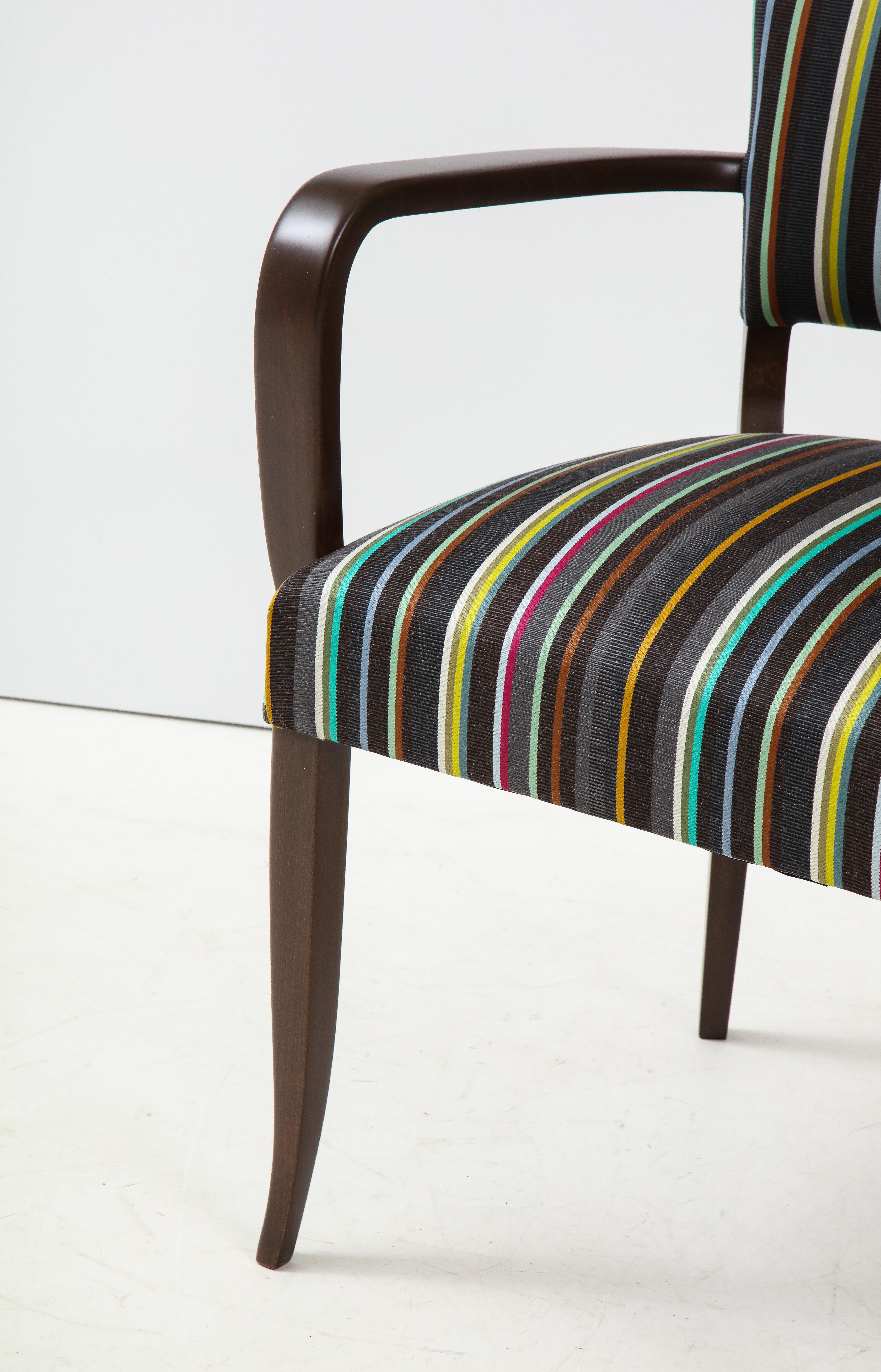 20th Century French 1940s, Paul Smith Striped Armchairs