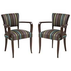 French 1940s, Paul Smith Striped Armchairs
