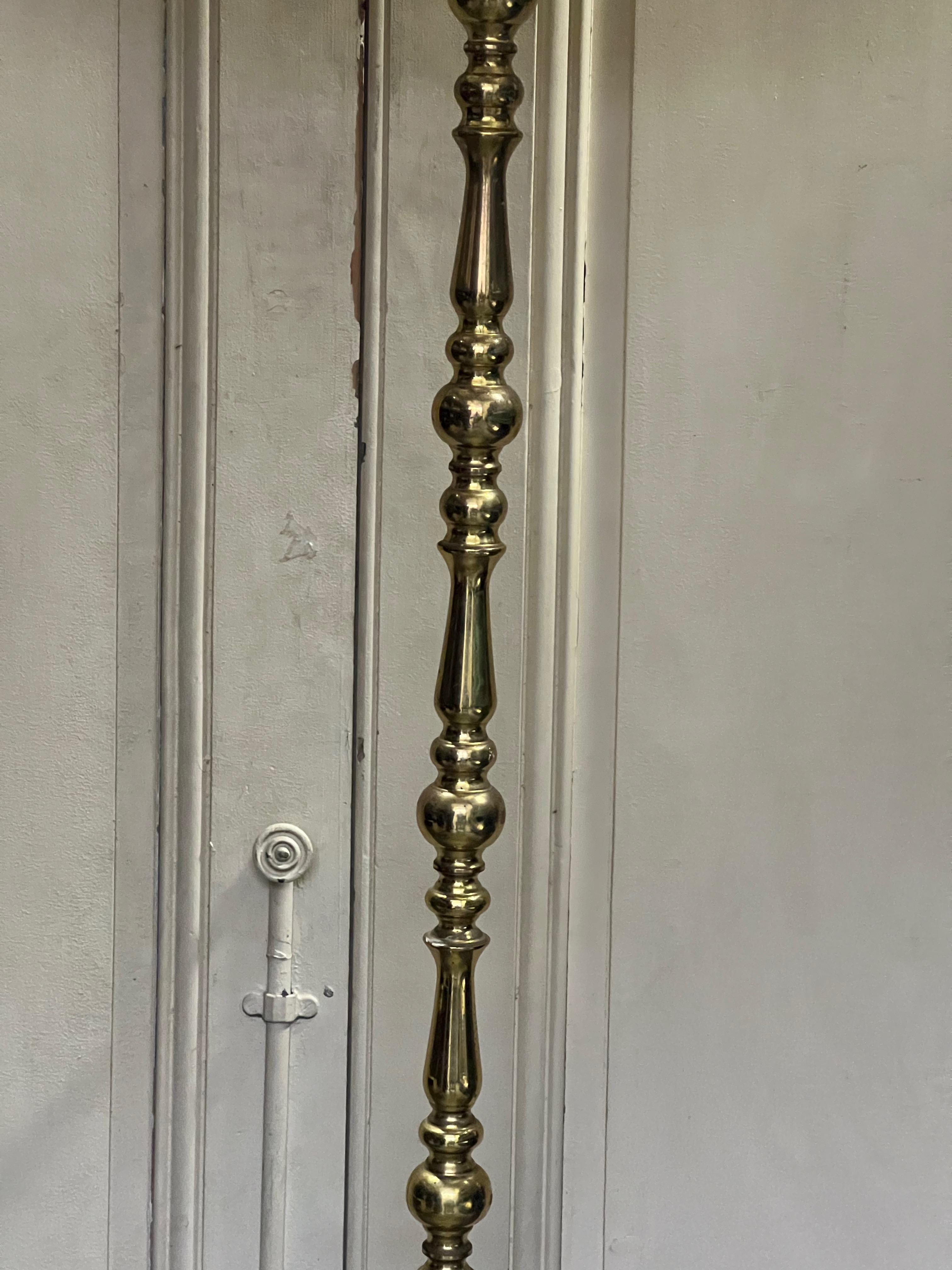 French 1940’s Polished Brass and Bronze Floor Lamp In Good Condition For Sale In Buchanan, NY