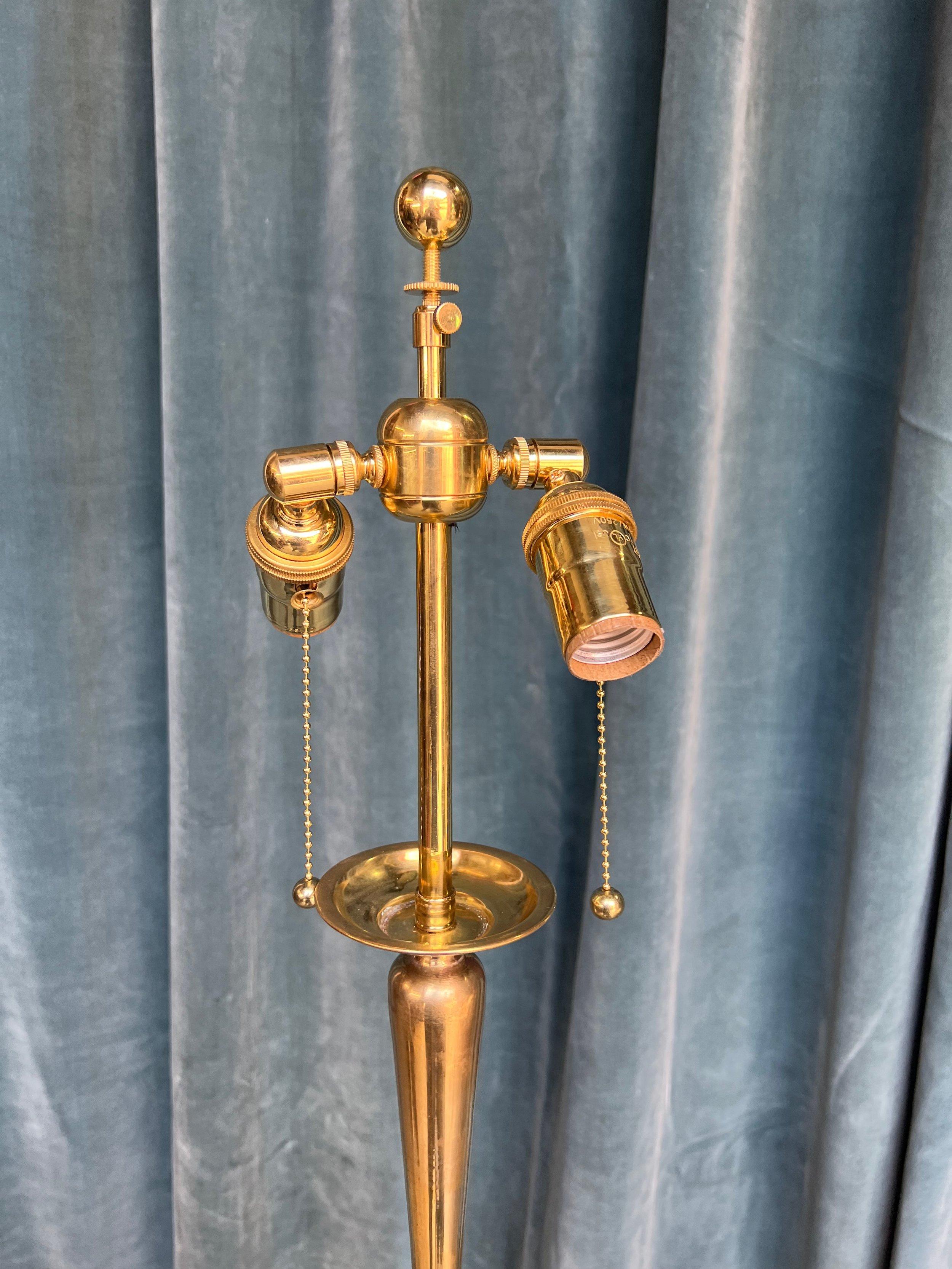 French 1940s Polished Brass Floor Lamp For Sale 5