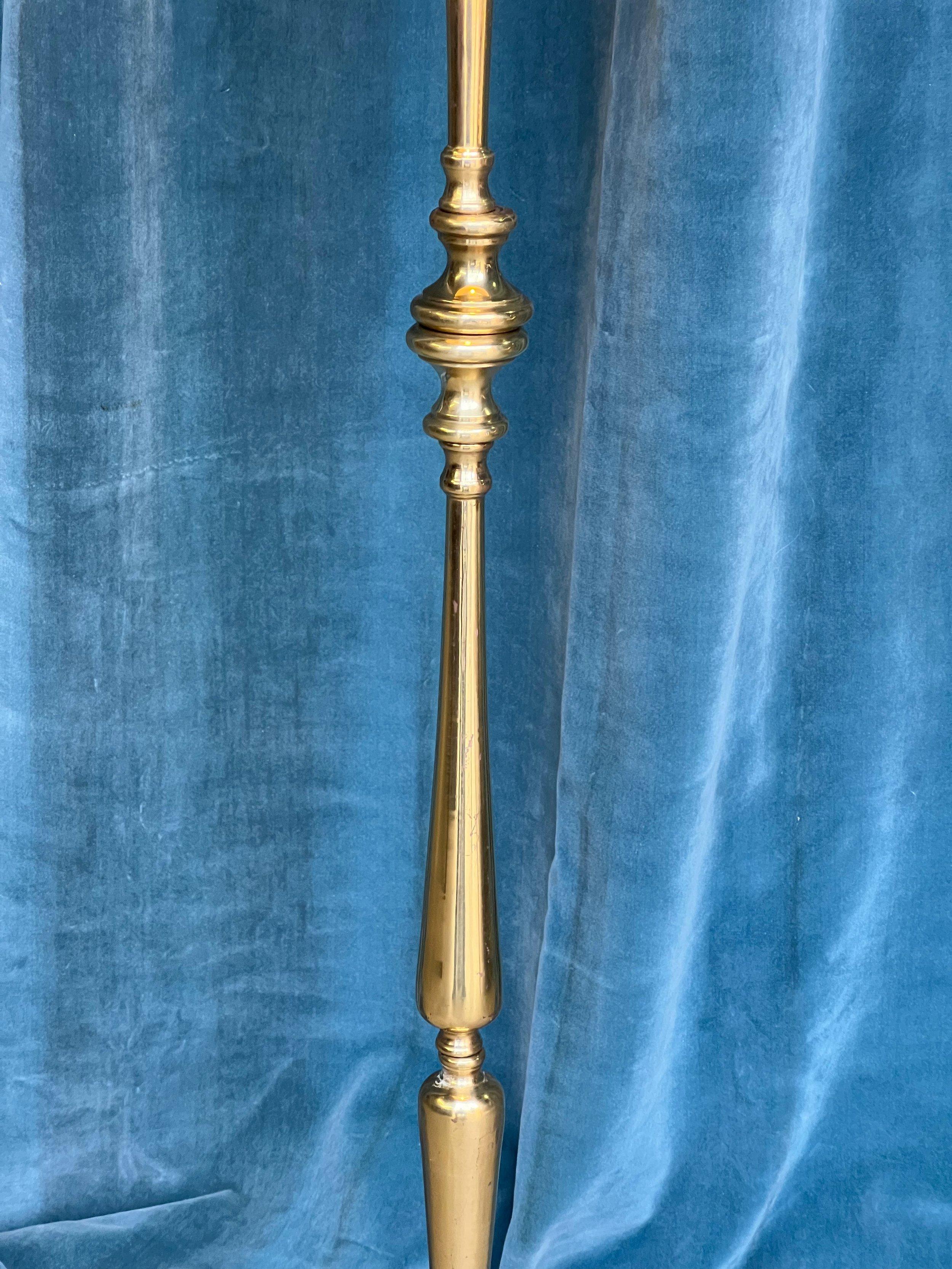French 1940s Polished Brass Floor Lamp For Sale 1