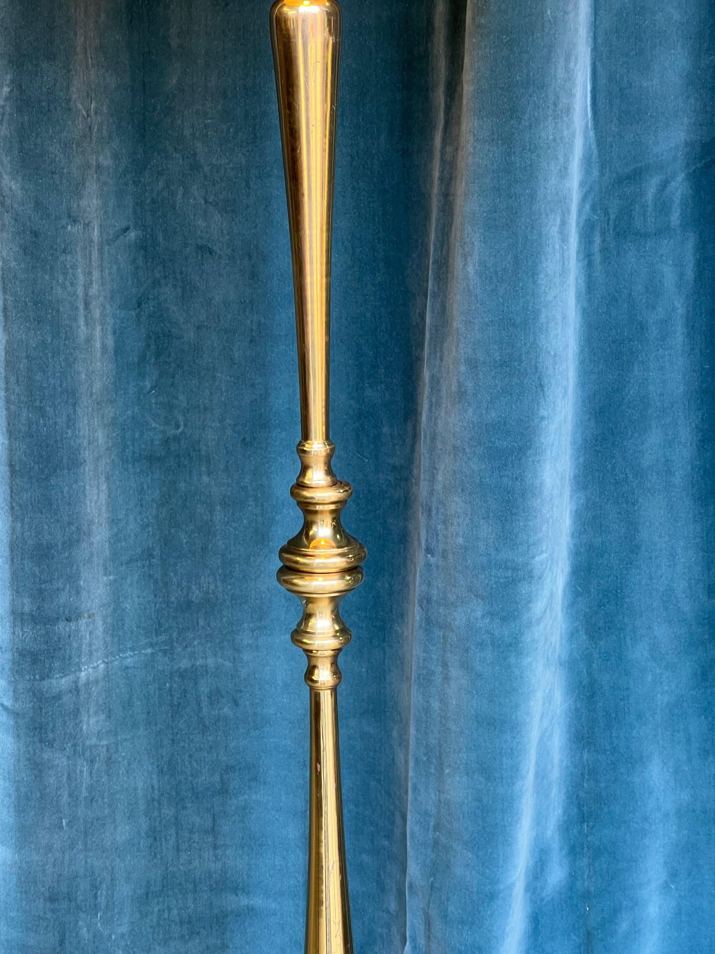 French 1940s Polished Brass Floor Lamp For Sale 3