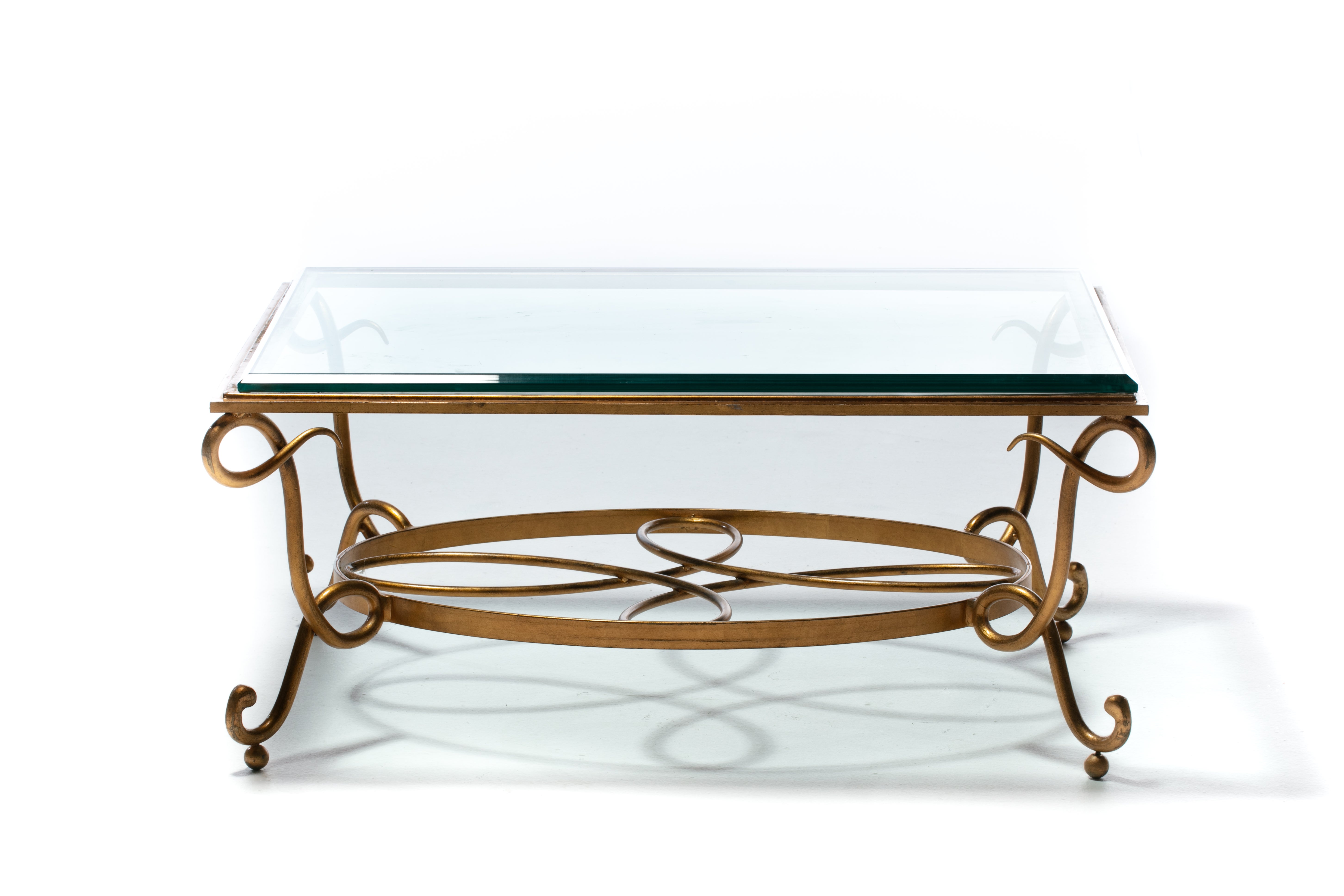 French 1940s René Prou Style Gilt Iron Coffee Table For Sale 6