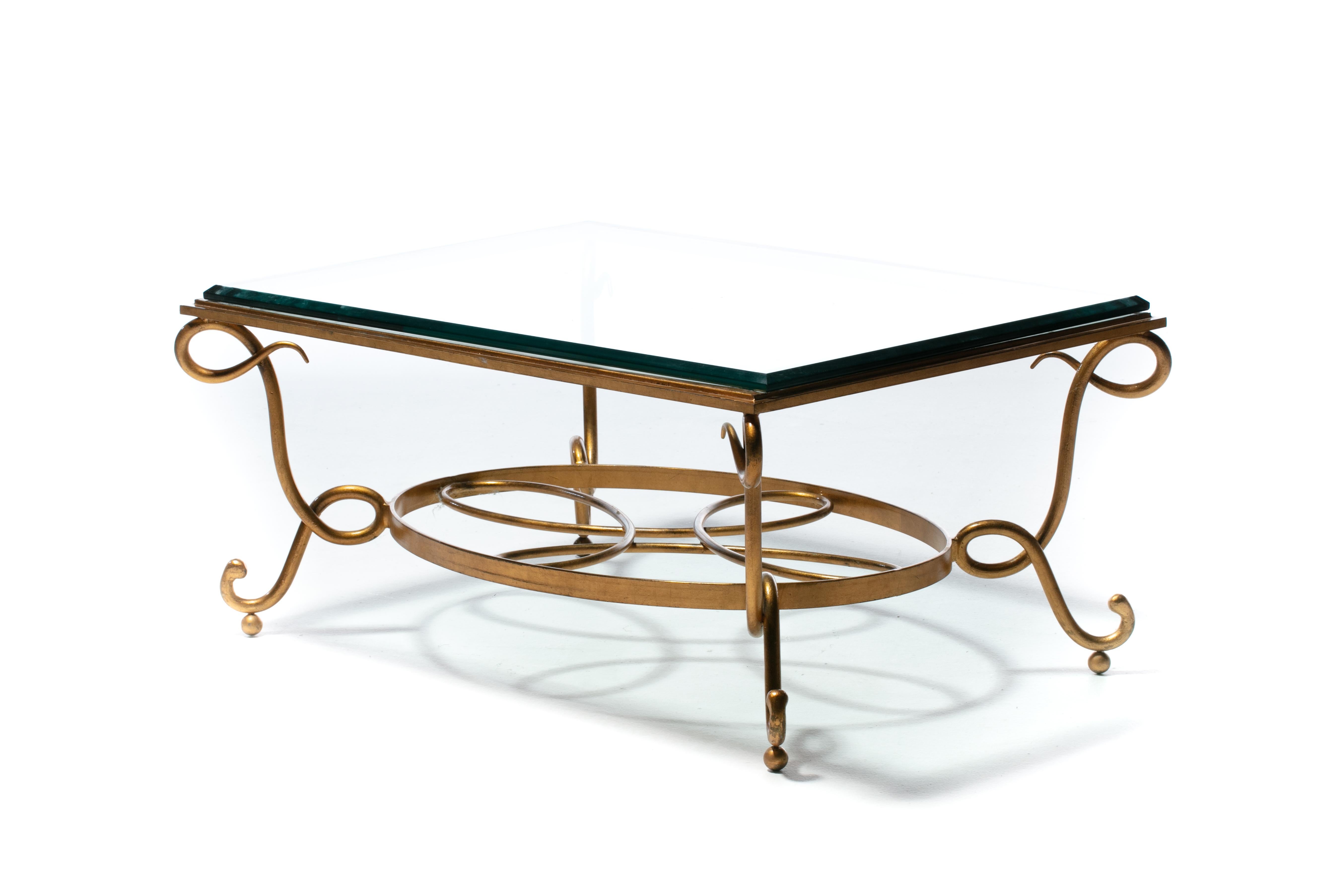 French 1940s René Prou Style Gilt Iron Coffee Table For Sale 7