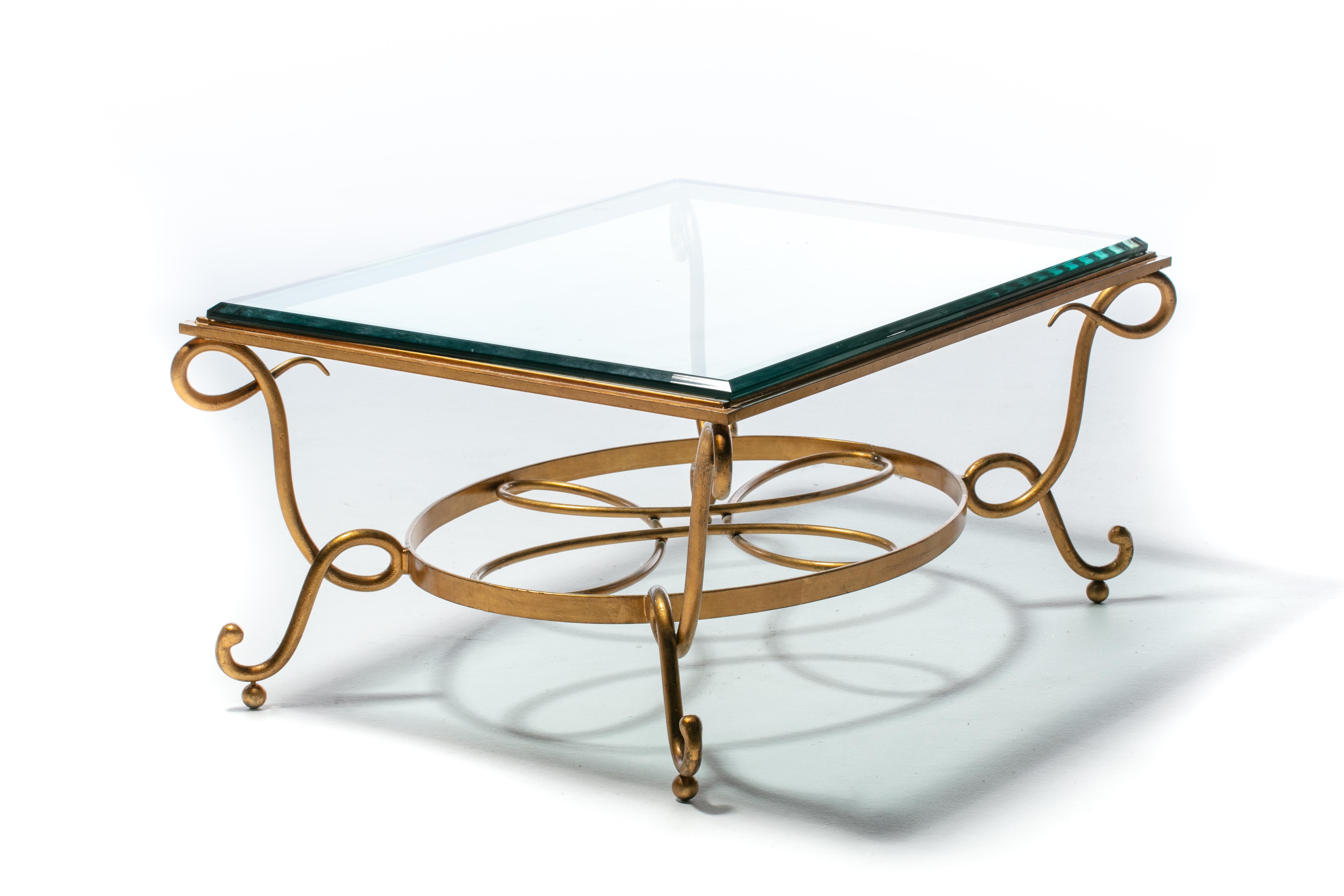 French 1940s René Prou Style Gilt Iron Coffee Table For Sale 10
