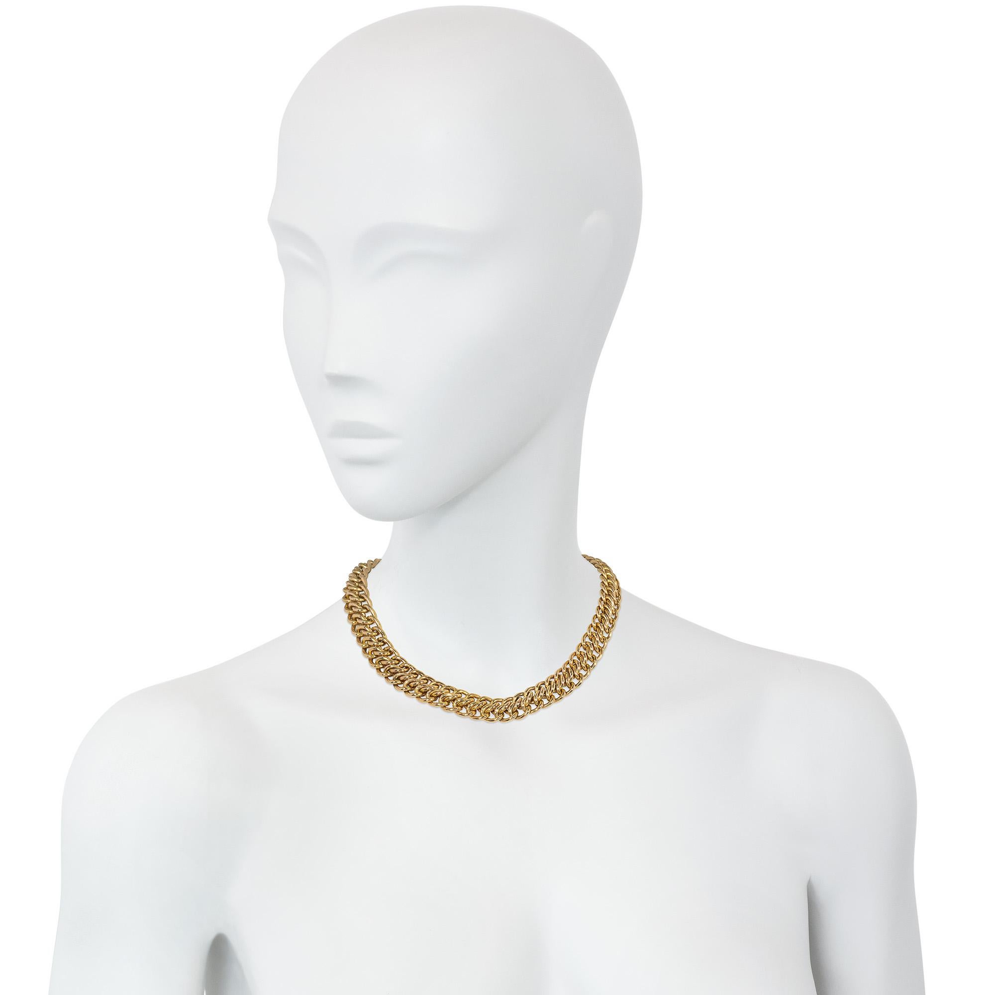 Collar francés de doble eslabón en oro rosa de los años 40 en Bueno estado para la venta en New York, NY