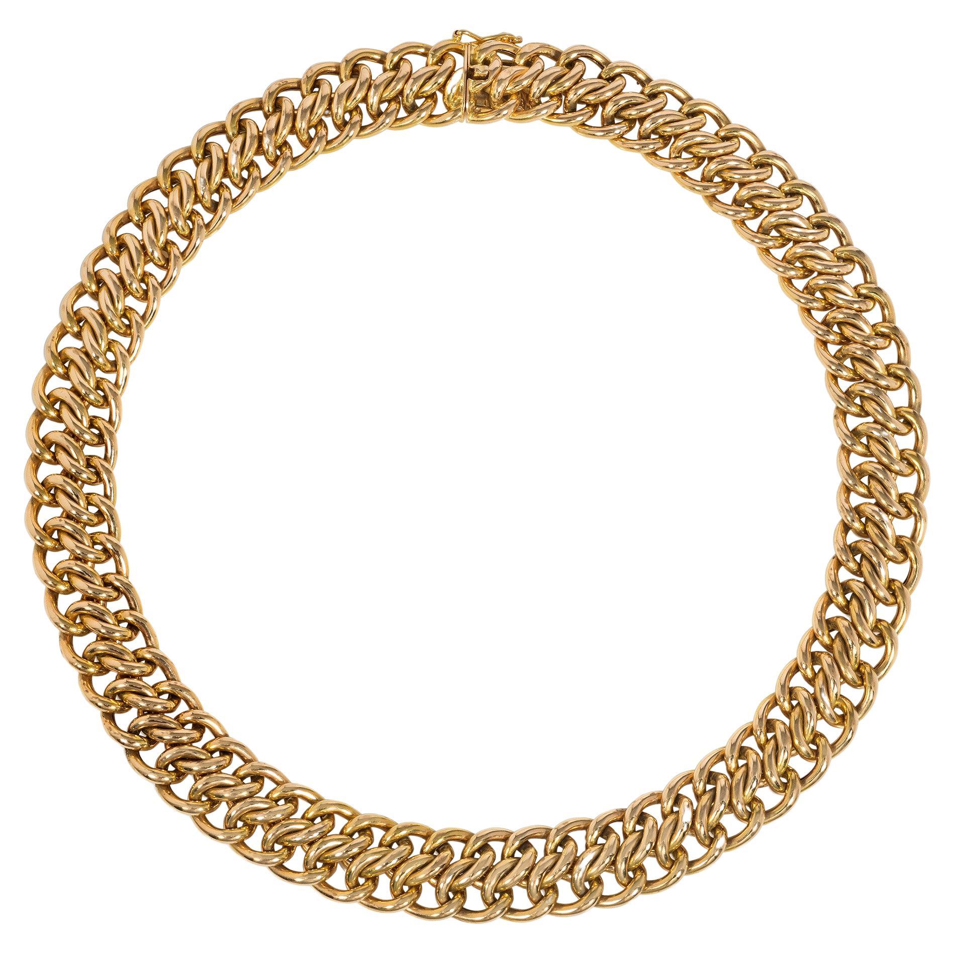 Collar francés de doble eslabón en oro rosa de los años 40 en venta