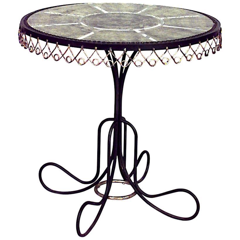 French Gilded Glass Filigree End Table
