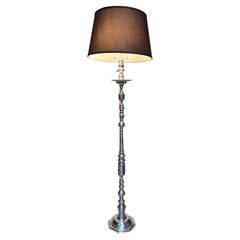 French 1940’s Silver Plated Brass and Bronze Floor Lamp