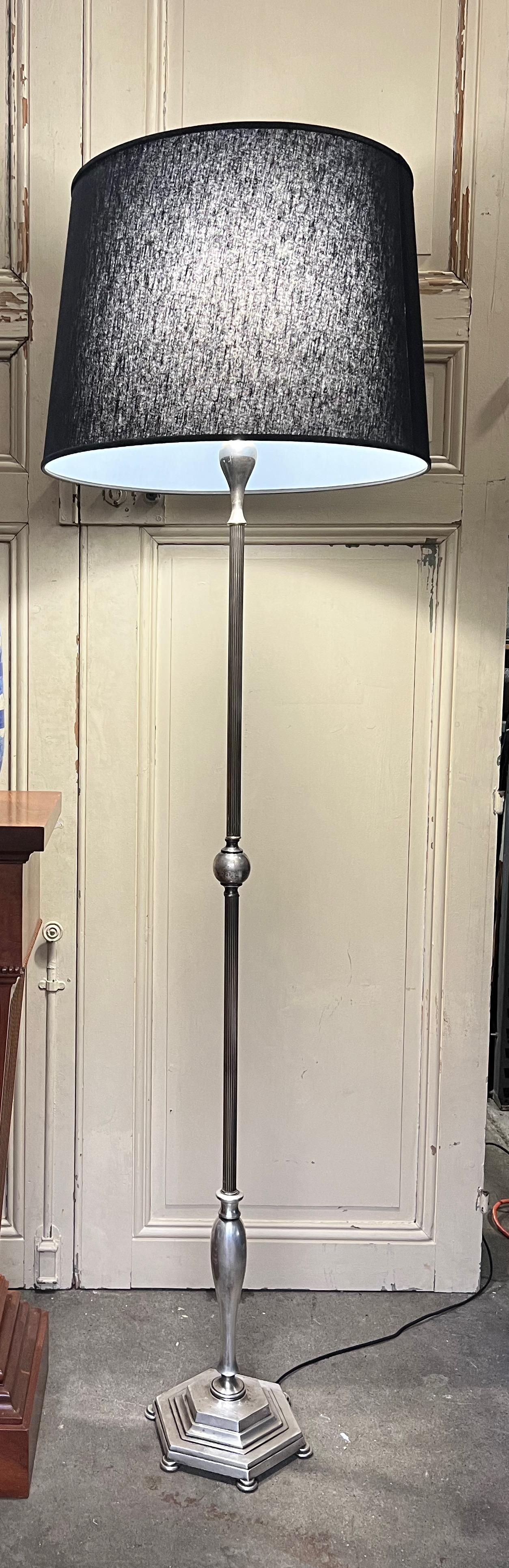 French 1940’s Silver Plated Floor Lamp  In Good Condition For Sale In Buchanan, NY