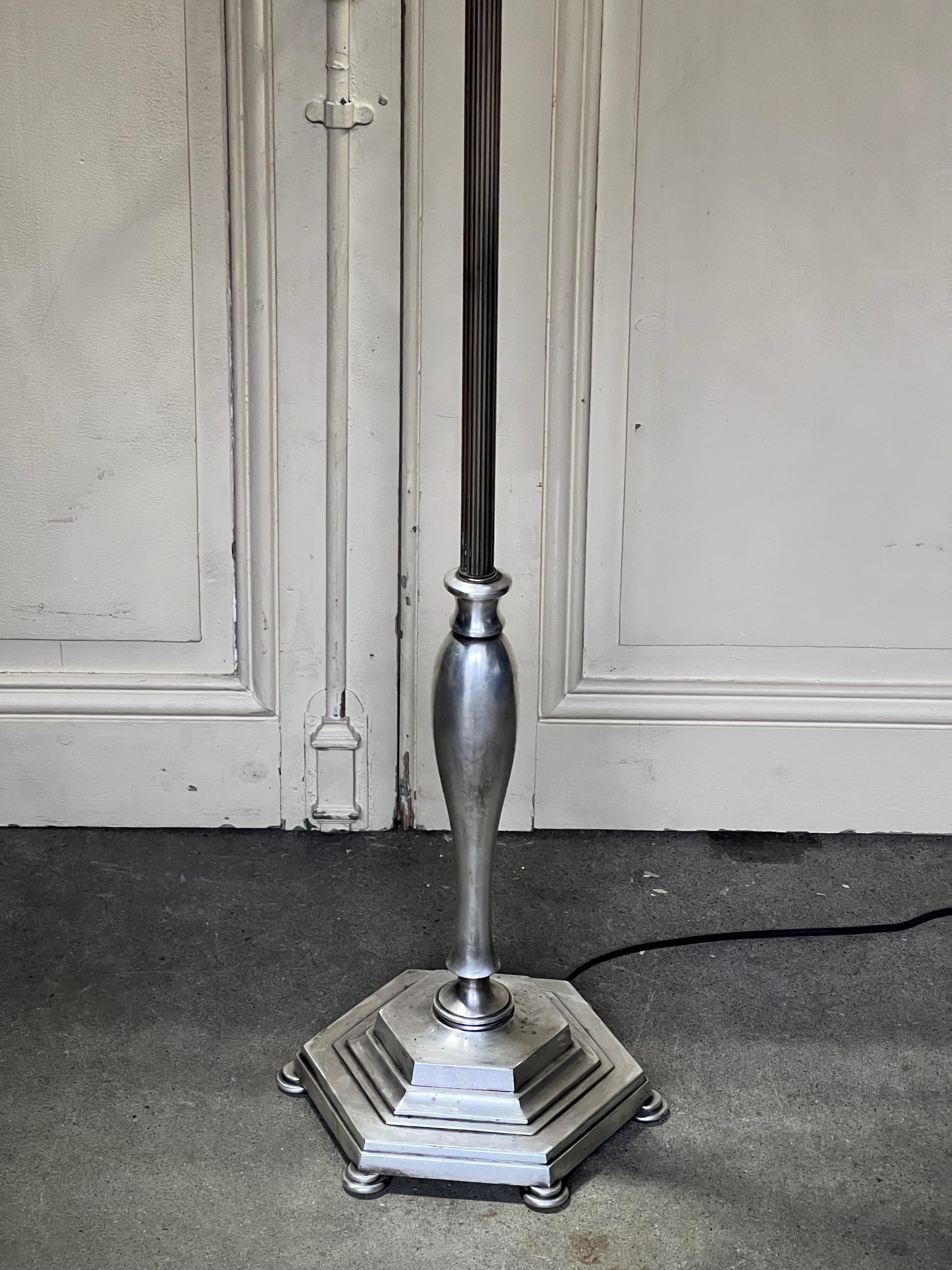 Mid-20th Century French 1940’s Silver Plated Floor Lamp  For Sale