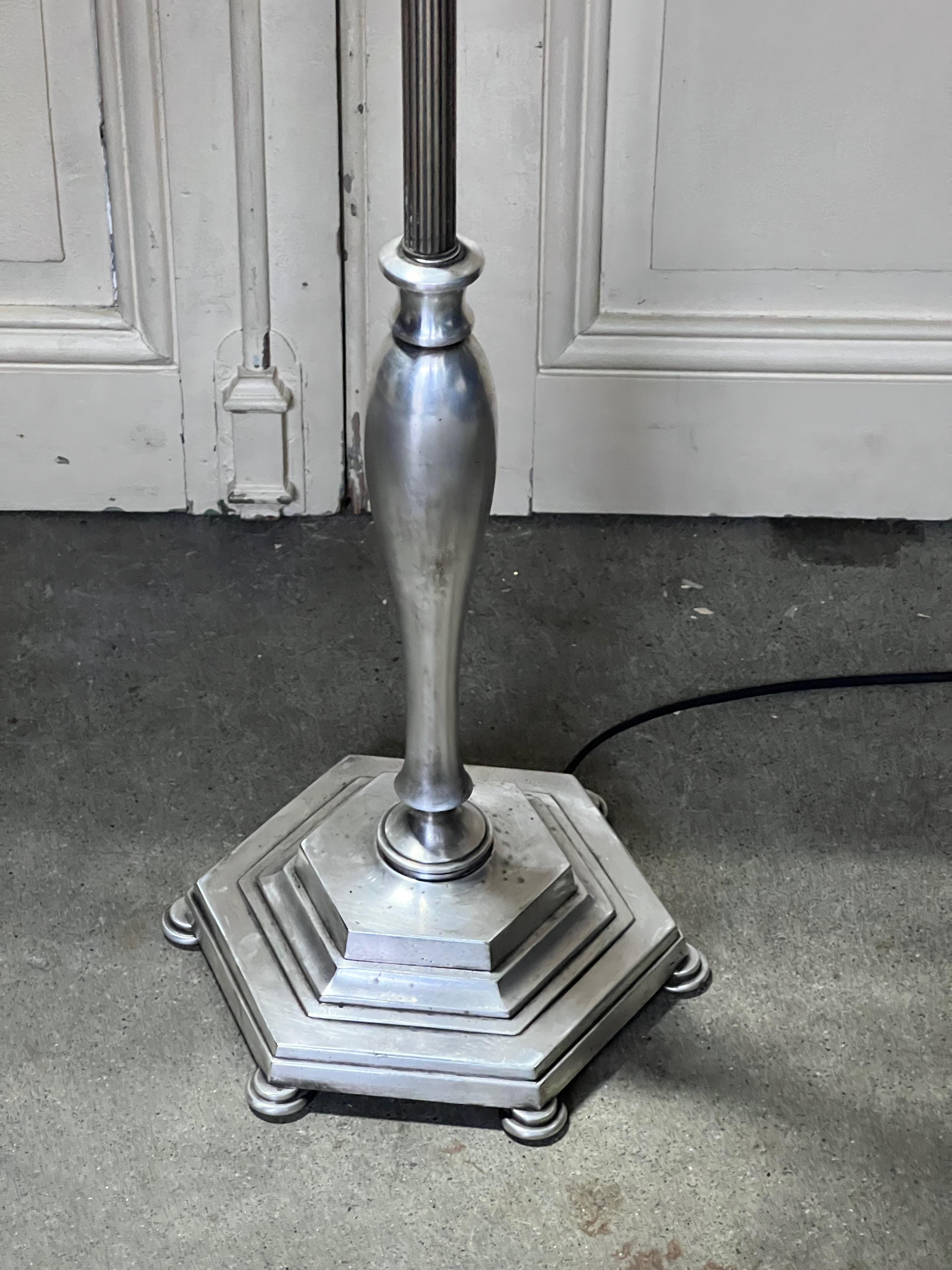 French 1940’s Silver Plated Floor Lamp  For Sale 3