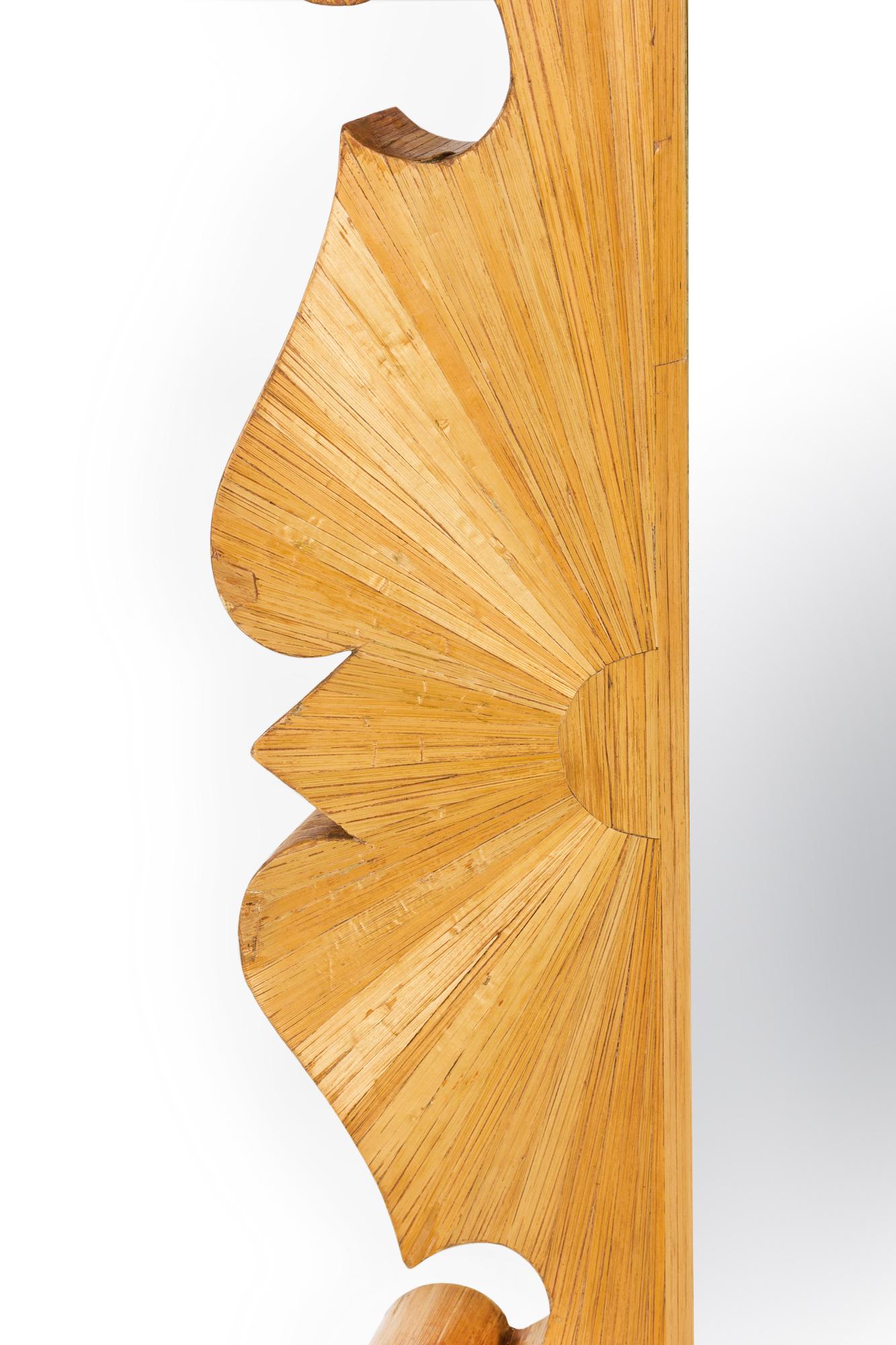 French 1940s Straw Veneered Rectangular Shaped Frame Wall Mirror For Sale 2