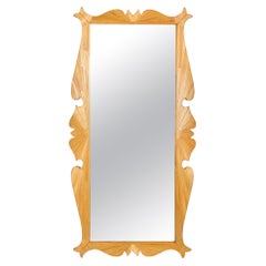 French 1940s Straw Veneered Rectangular Shaped Frame Wall Mirror