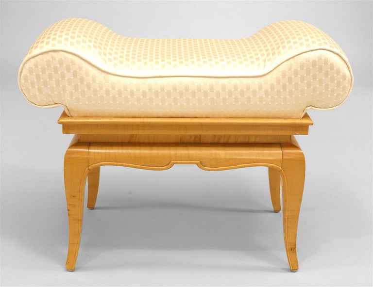 Art Deco French 1940s Sycamore Dressing Table Bench For Sale