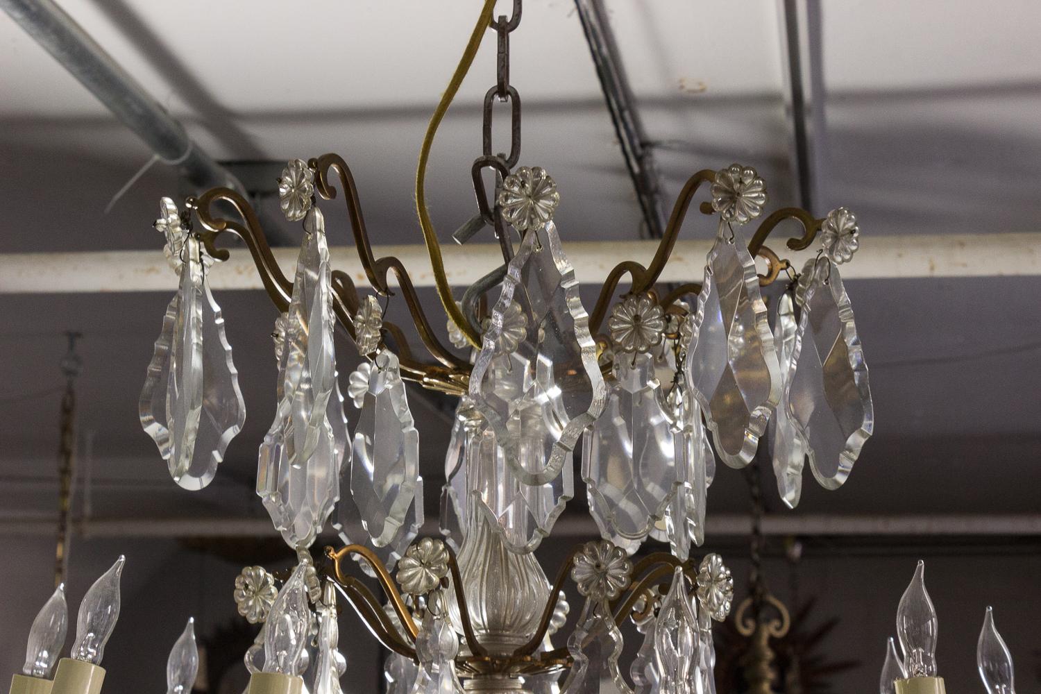 French 1940s Ten-Armed Baccarat Chandelier 9