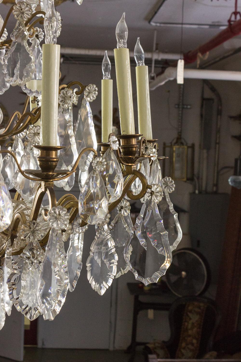 French 1940s Ten-Armed Baccarat Chandelier In Excellent Condition In Buchanan, NY
