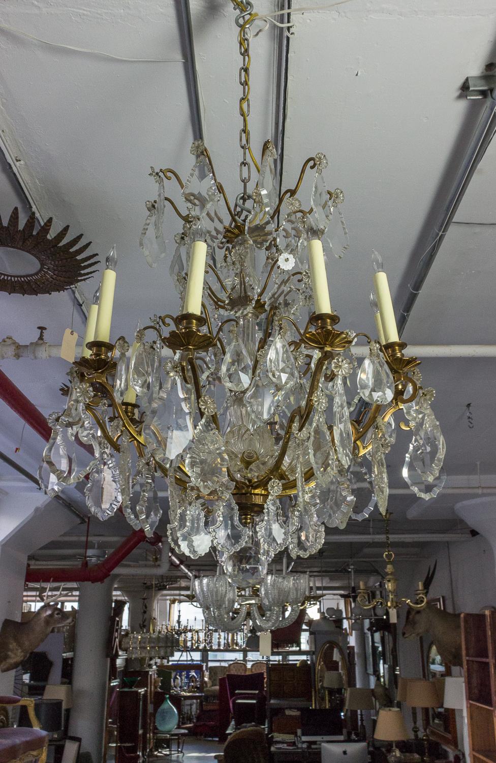 Mid-20th Century French 1940s Ten-Armed Baccarat Chandelier