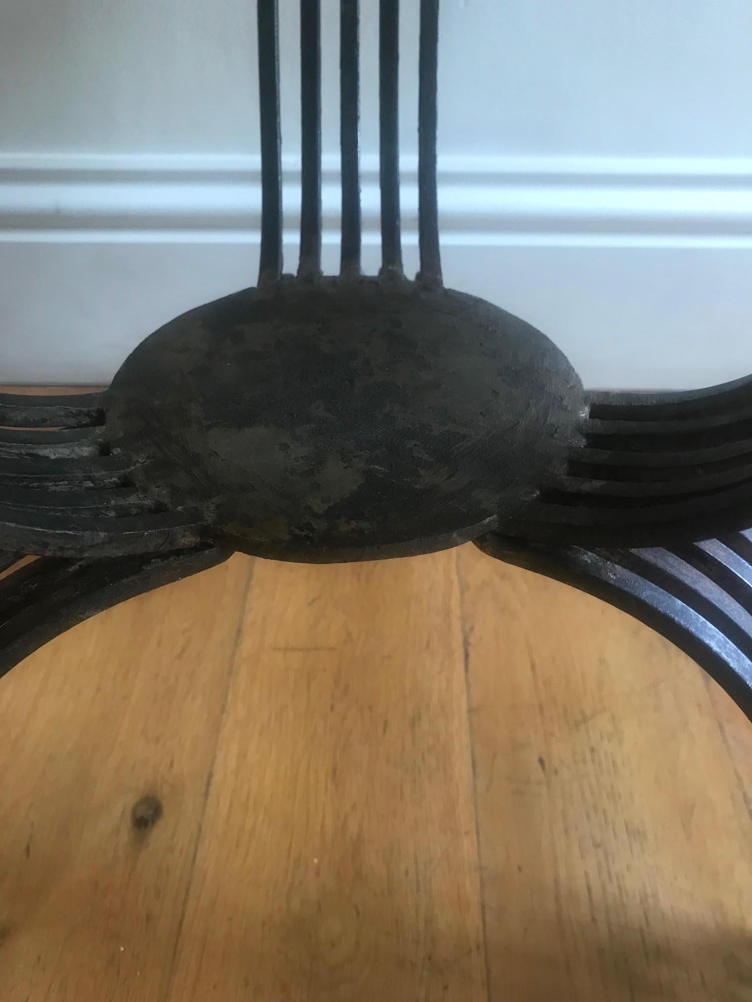 French 1940s Wrought Iron and Glass Side Table In Fair Condition In London, GB