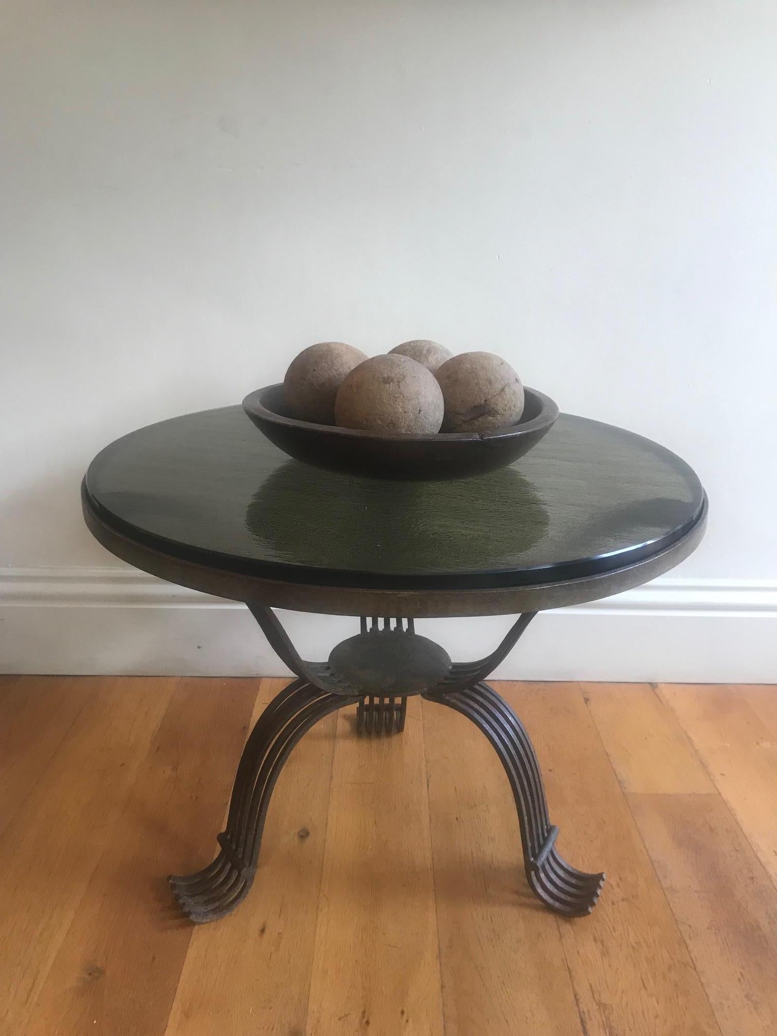 French 1940s Wrought Iron and Glass Side Table 4