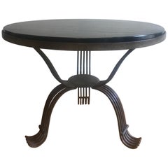 French 1940s Wrought Iron and Glass Side Table