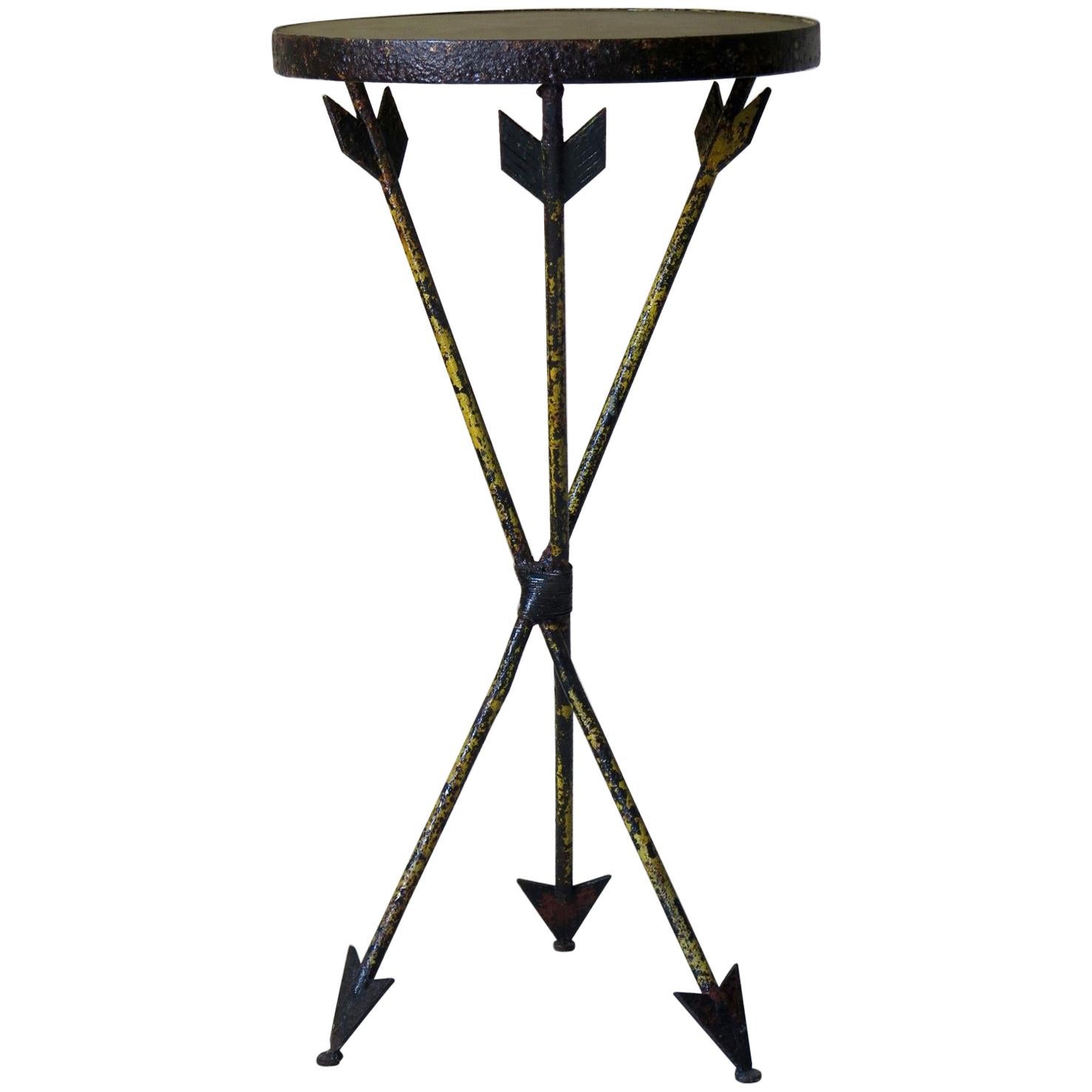 French 1940s Wrought Iron Arrow Motif Table