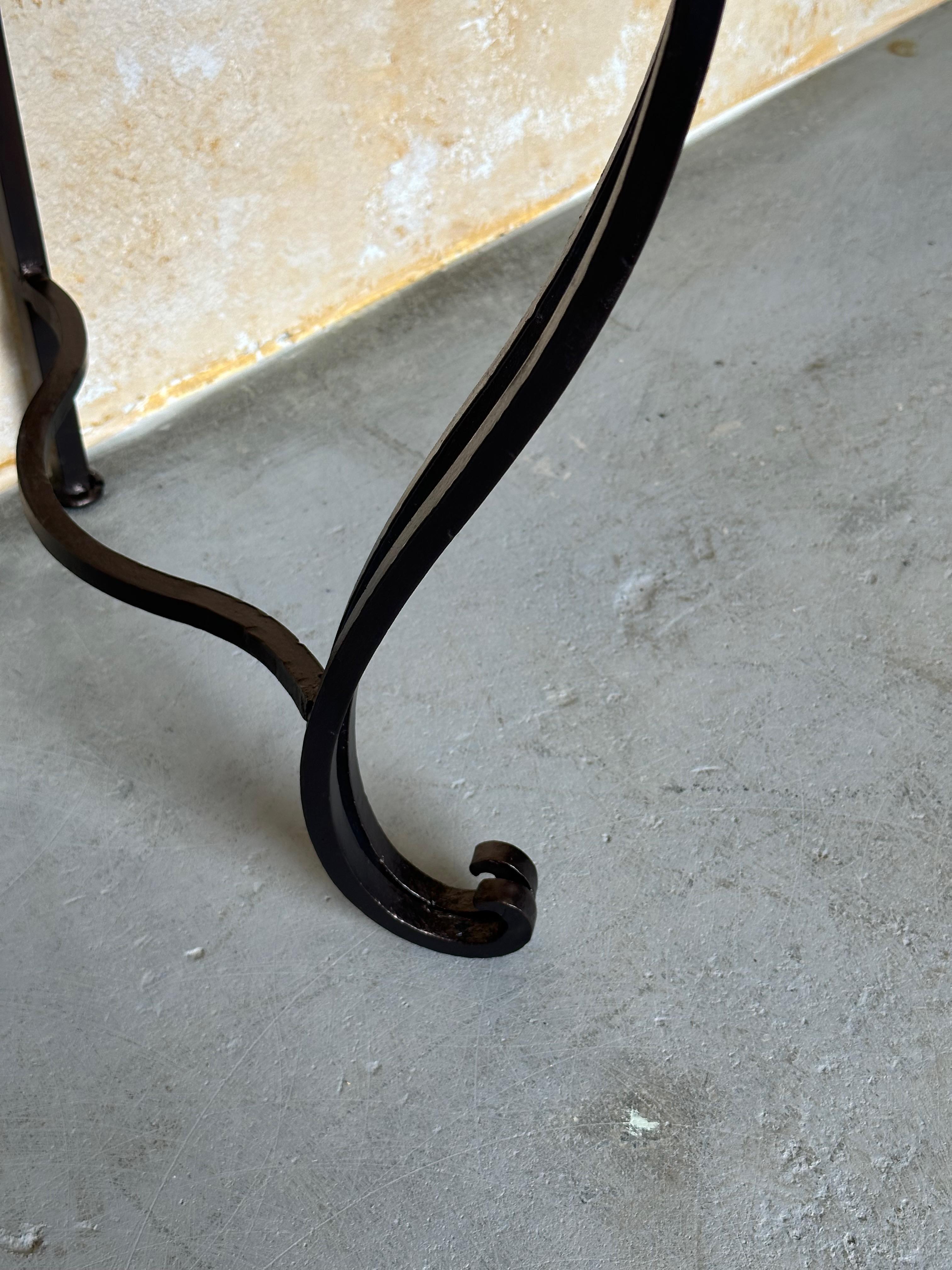 French 1940s Wrought Iron Console with Marble en vente 1