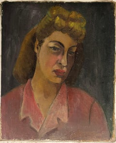 Retrato de mujer French mid 20th Century Pintura al óleo sobre lienzo