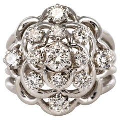 French 1950s 1.10 Carat Diamonds 18 Karat White Gold Jean Eté Ring