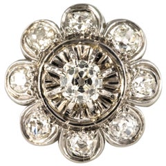 French 1950s 1.25 Carat Diamonds Platinum Flower Ring
