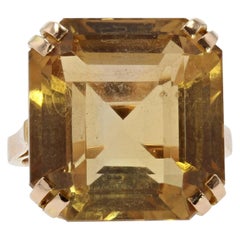 English Retro Citrine 18k Gold Cocktail Ring, 1950s For Sale at 1stDibs ...
