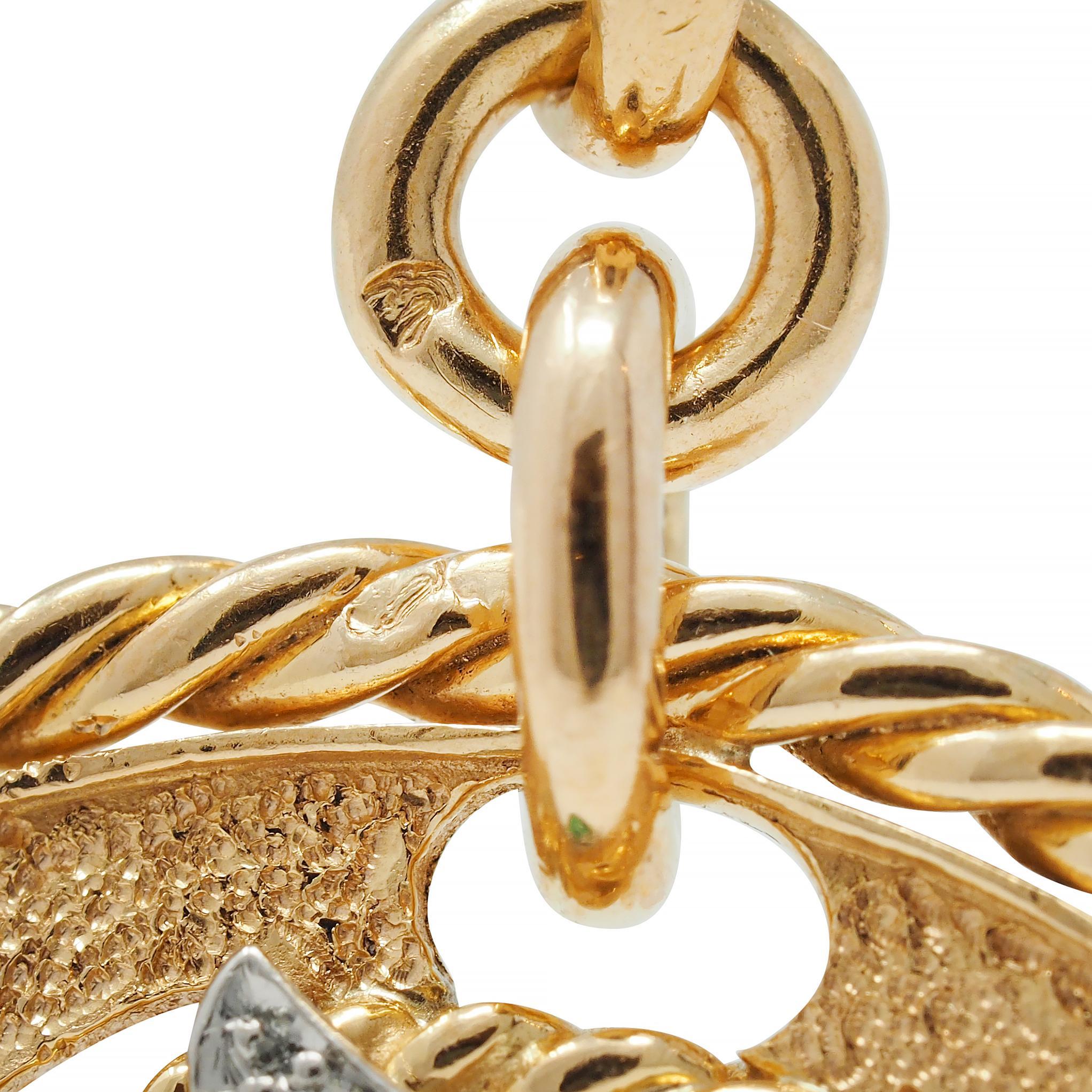 French 1950's 18 Karat Gold Platinum Emerald Diamond Ruby Bird Pendant Charm For Sale 2