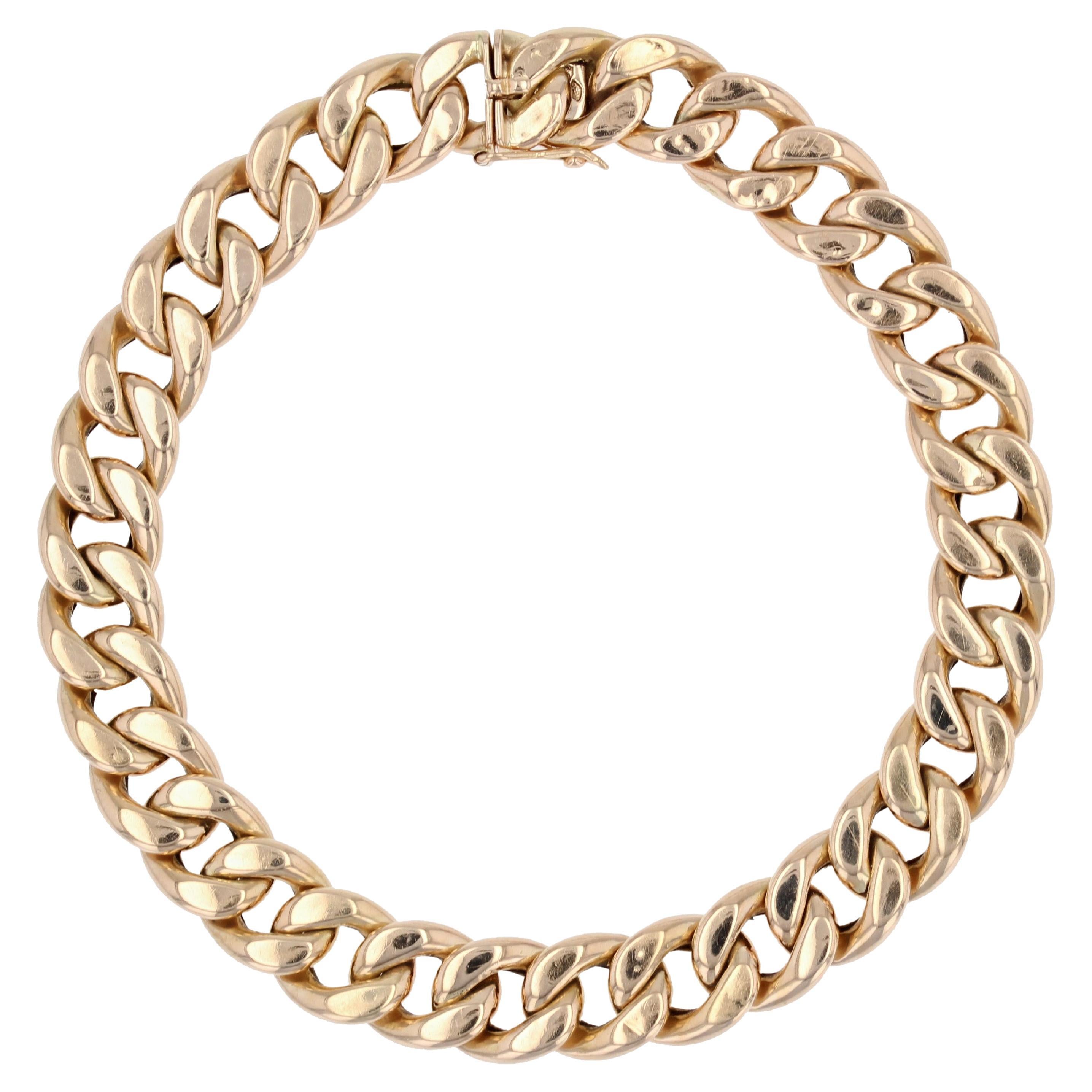 French 1950s 18 Karat Rose Gold Curb Bracelet