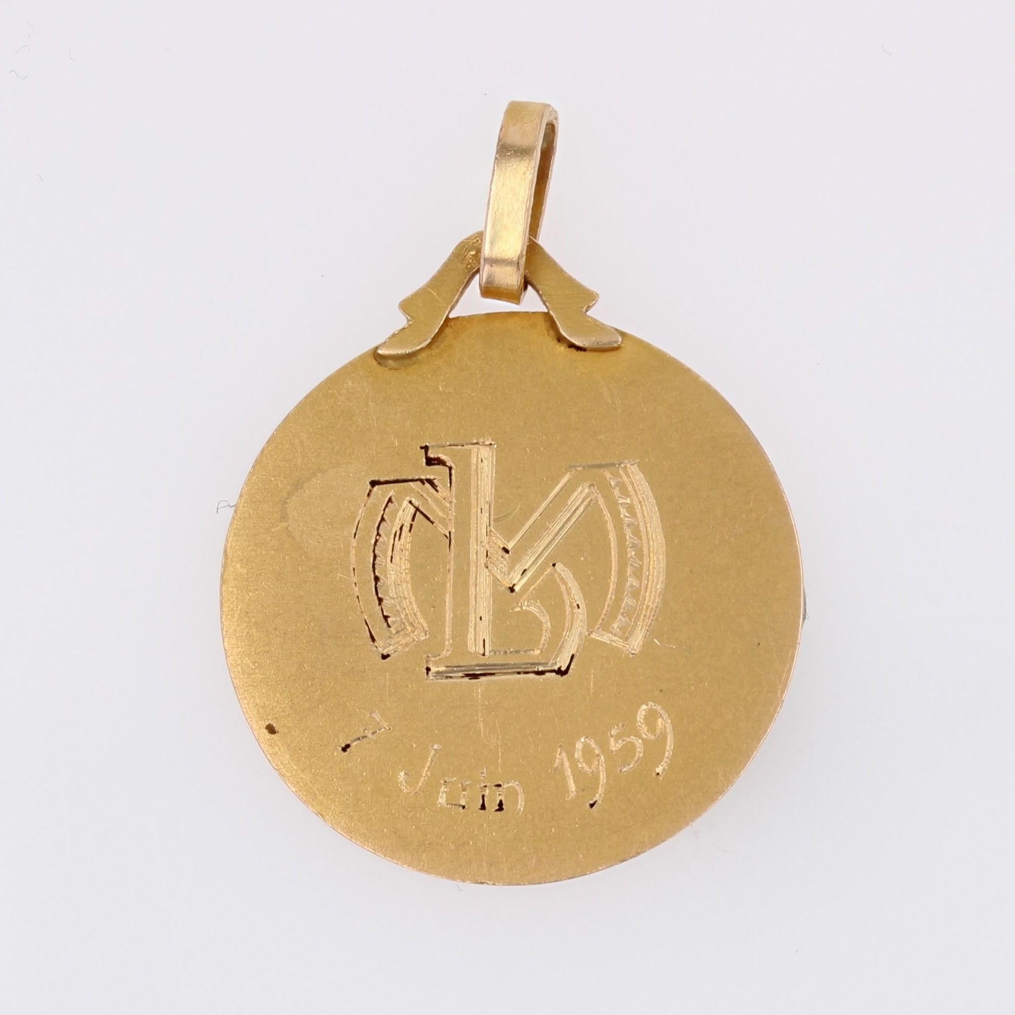 Women's or Men's French 1920s 18 Karat Rose Gold Virgin Mary Haloed Medal