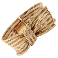 French 1950s 18 Karat Yellow Gold Cuff Bracelet