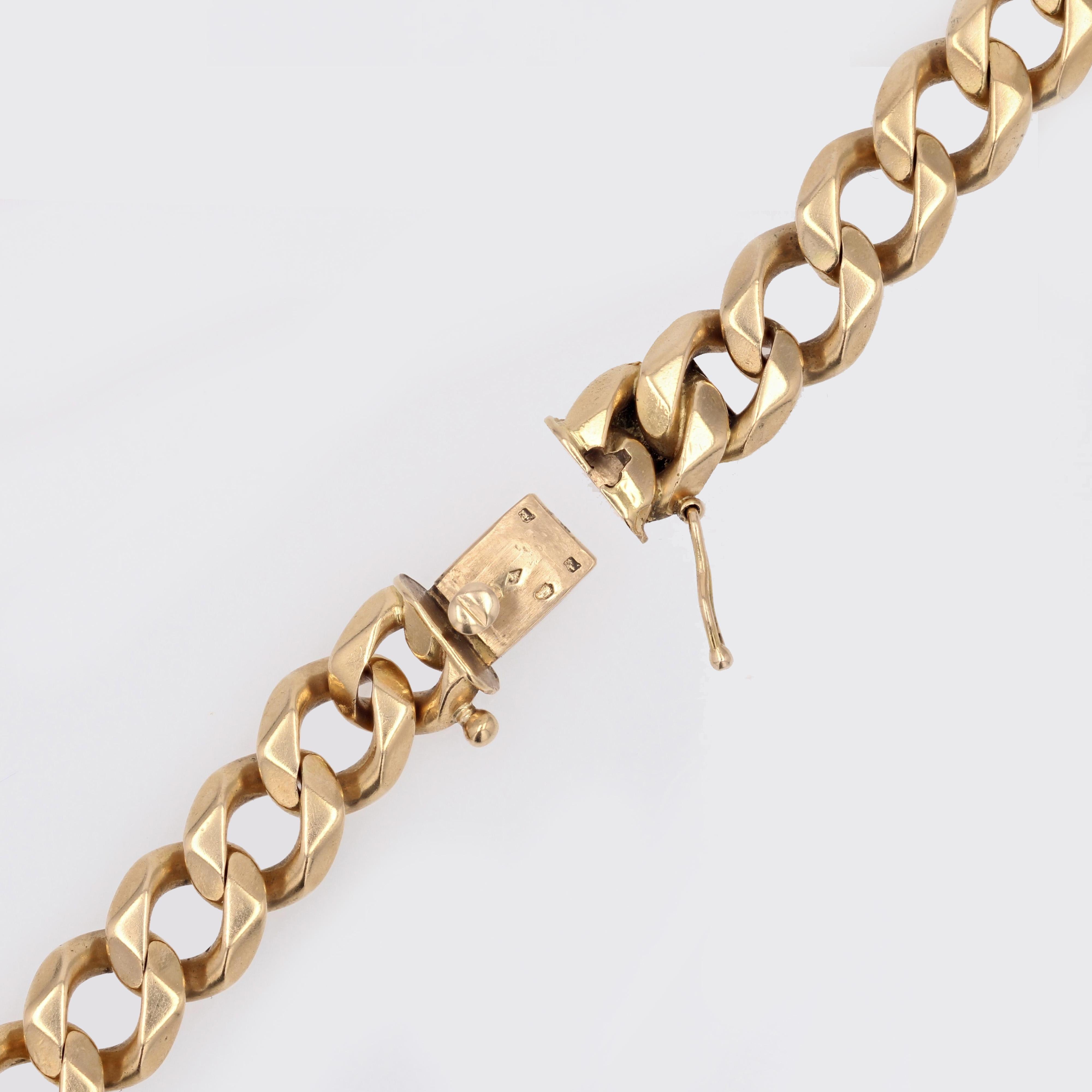 French 1950s 18 Karat Yellow Gold Curb Bracelet For Sale 1