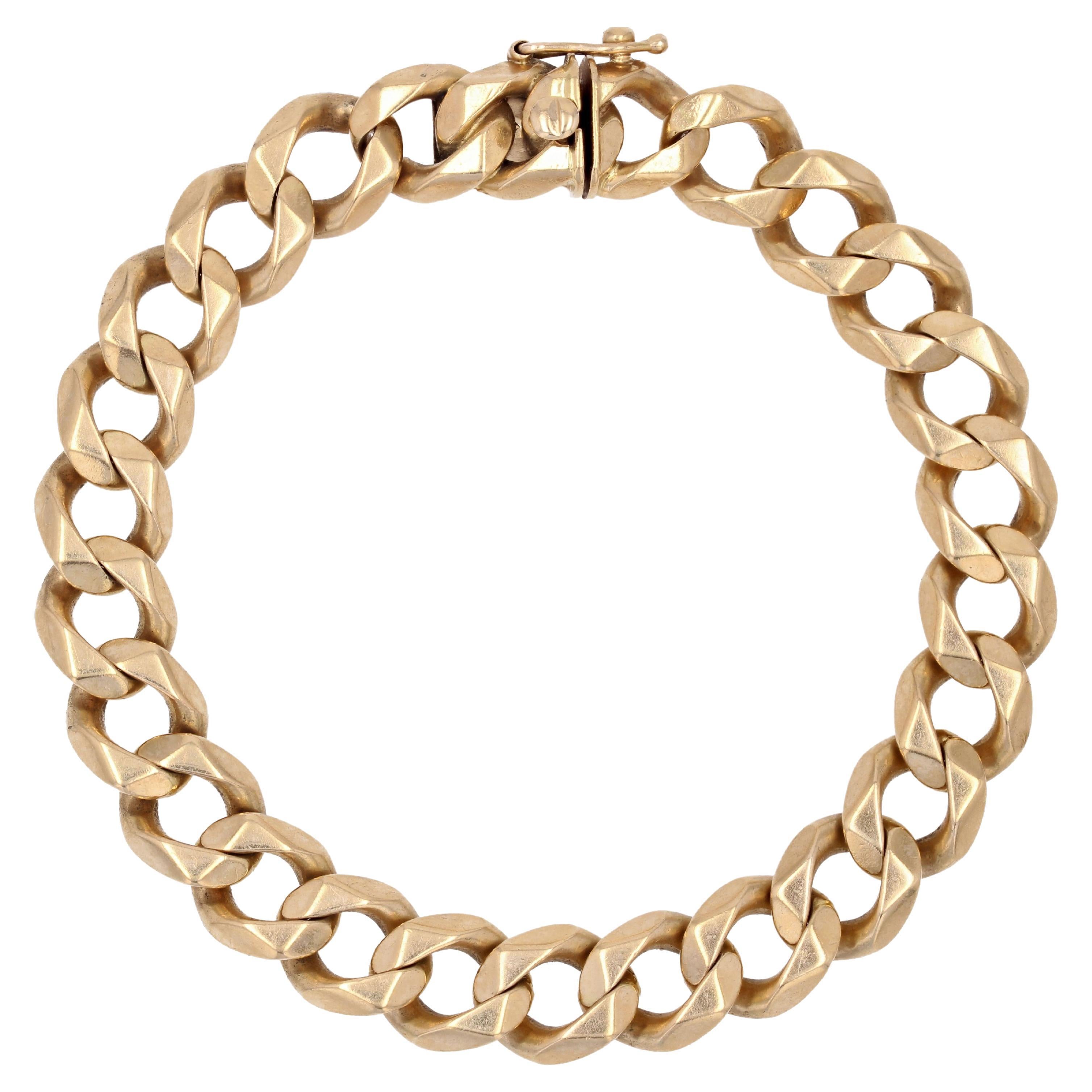 French 1950s 18 Karat Yellow Gold Curb Bracelet For Sale