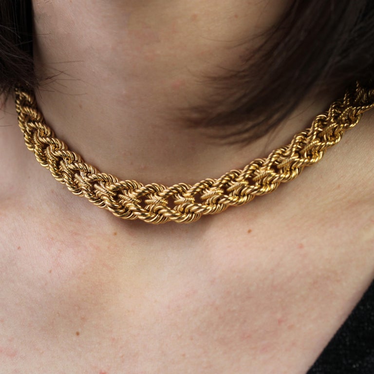 Collier ancien ras du cou 3 rangs or jaune - Bijoux anciens
