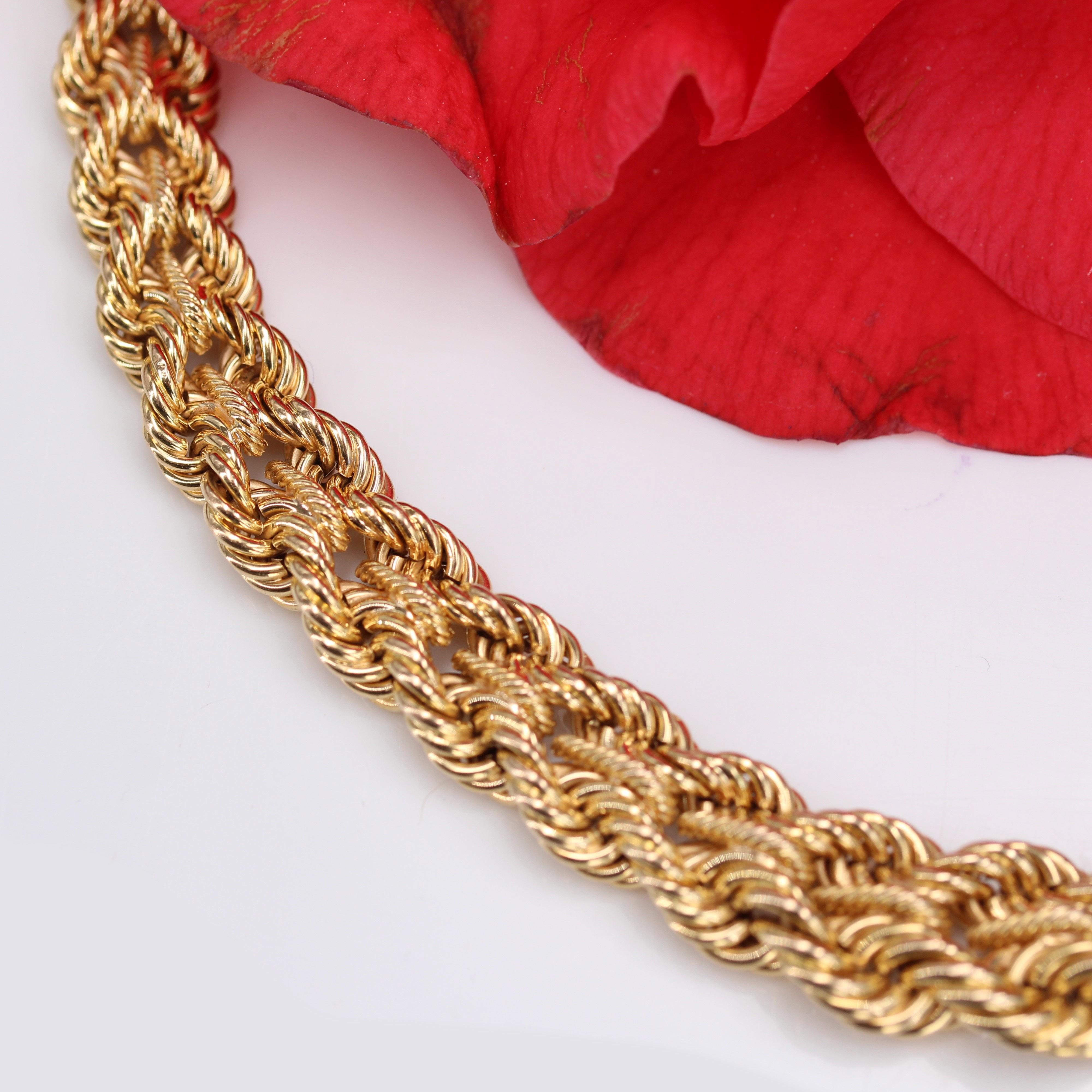 French 1950s 18 Karat Yellow Gold Falling Braided Choker Necklace For Sale 6