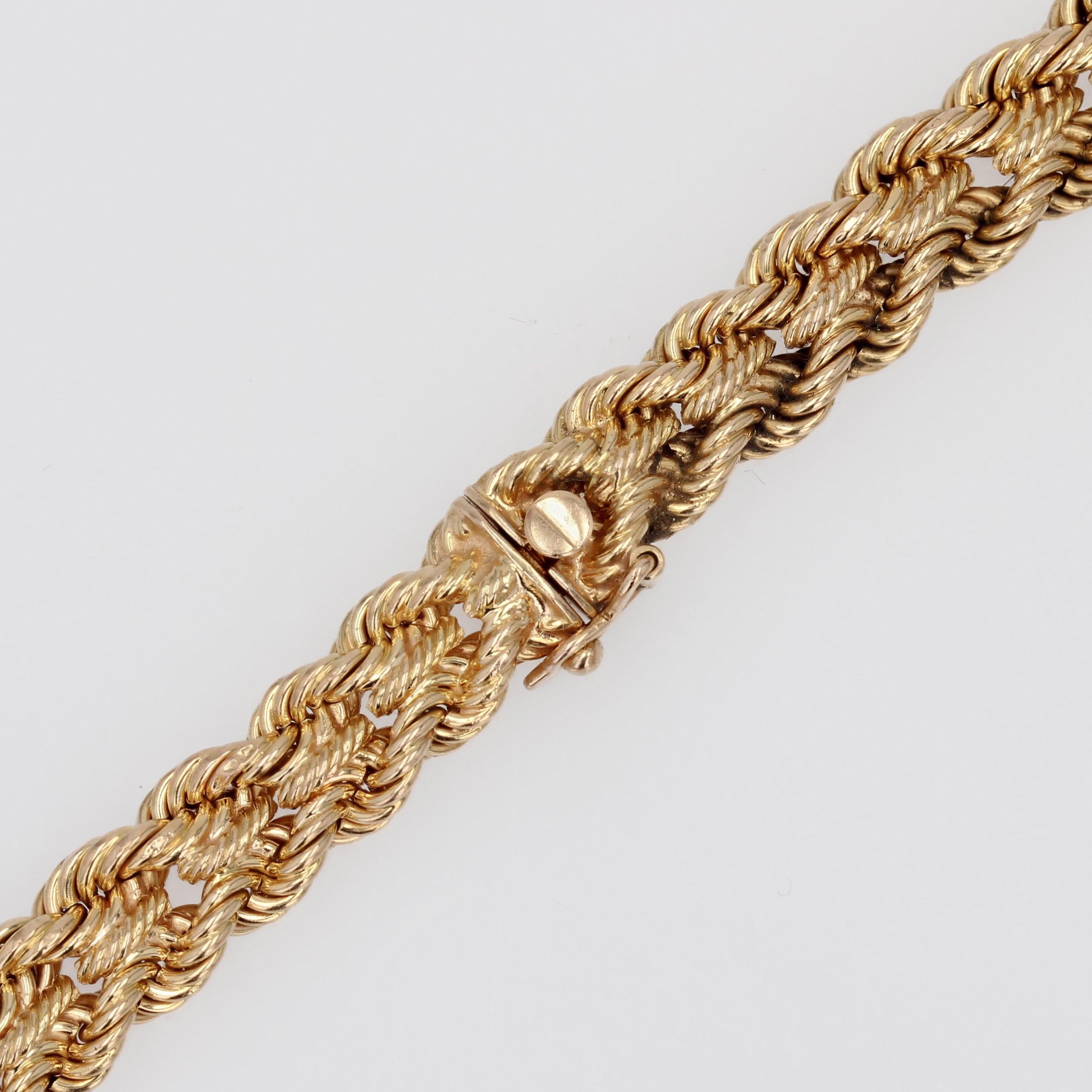 French 1950s 18 Karat Yellow Gold Falling Braided Choker Necklace For Sale 7